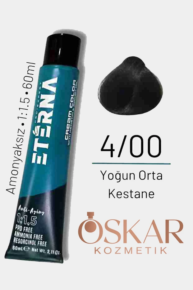 ETERNA Amonyaksız Doğal Saç Boyası - 4/00 Yoğun Orta Kestane