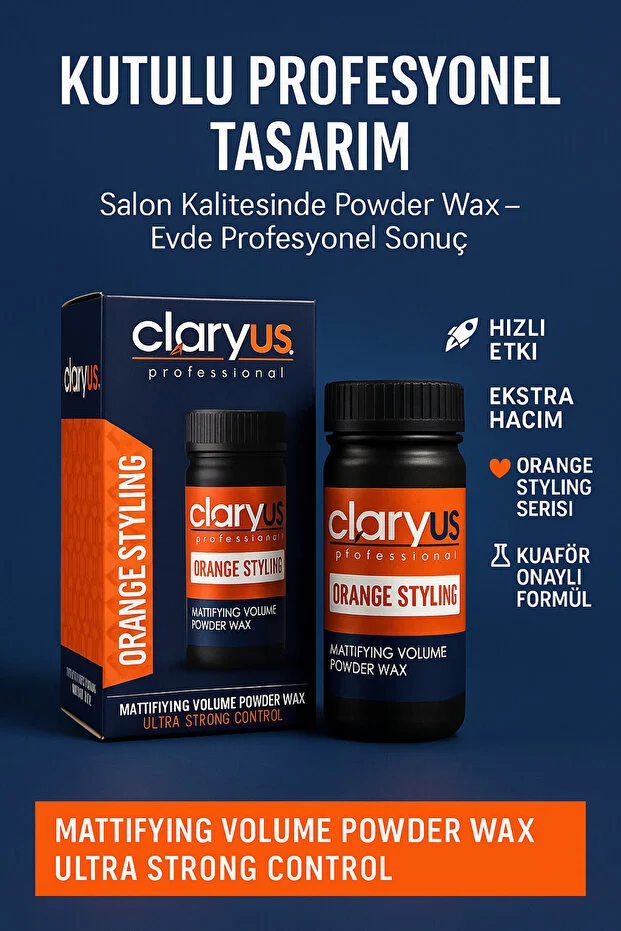 Claryus Orange Styling Mat Pudra Wax – Ultra Strong Hacim ve Mat Bitiş Powder Wax