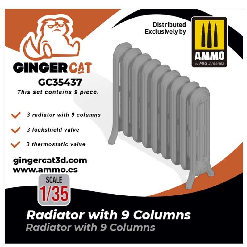 GINGER CAT 35437 1/35 Radiator with 9 Columns 3d print parts