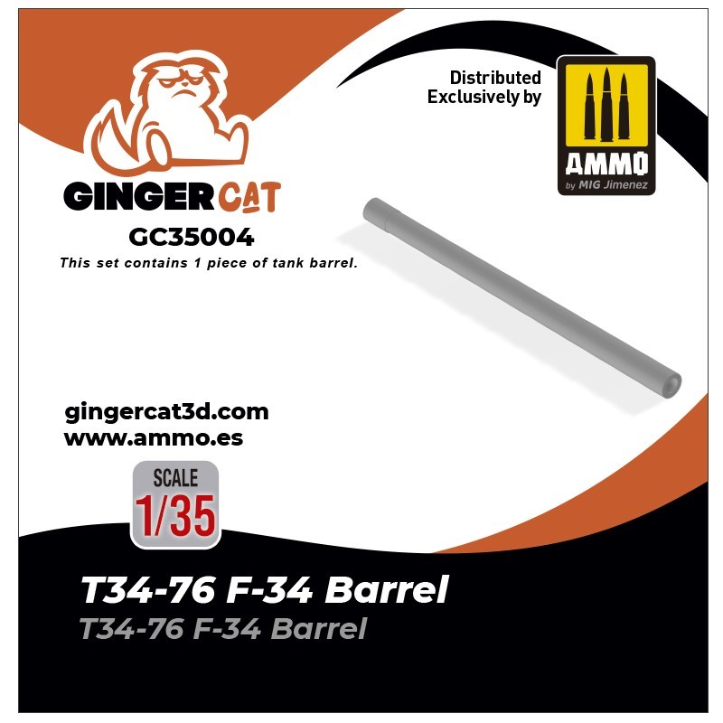 GINGER CAT 35004 1/35 T34-76 F-34 Barrel 3d print part