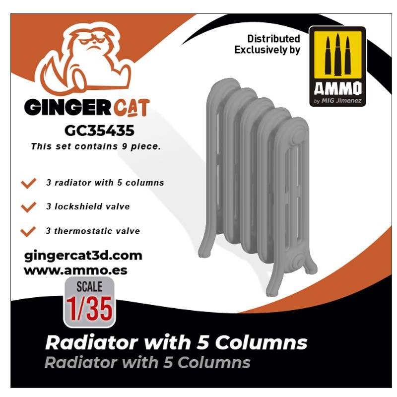 GINGER CAT 35435 1/35 Radiator with 5 Columns 3d print parts