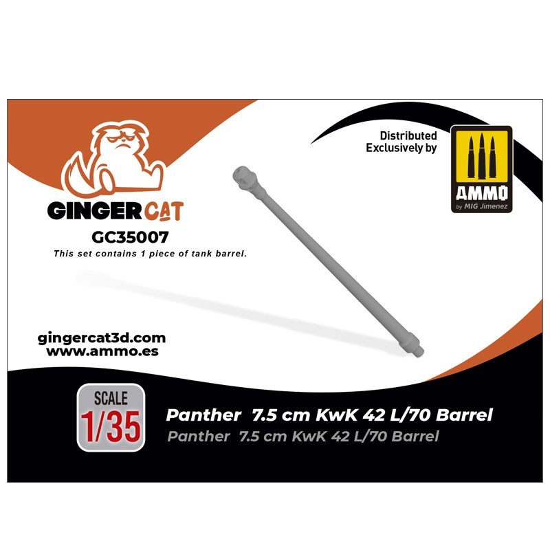 GINGER CAT 35007 1/35 Panther  7.5 cm KwK 42 L/70 Barrel  3d print part