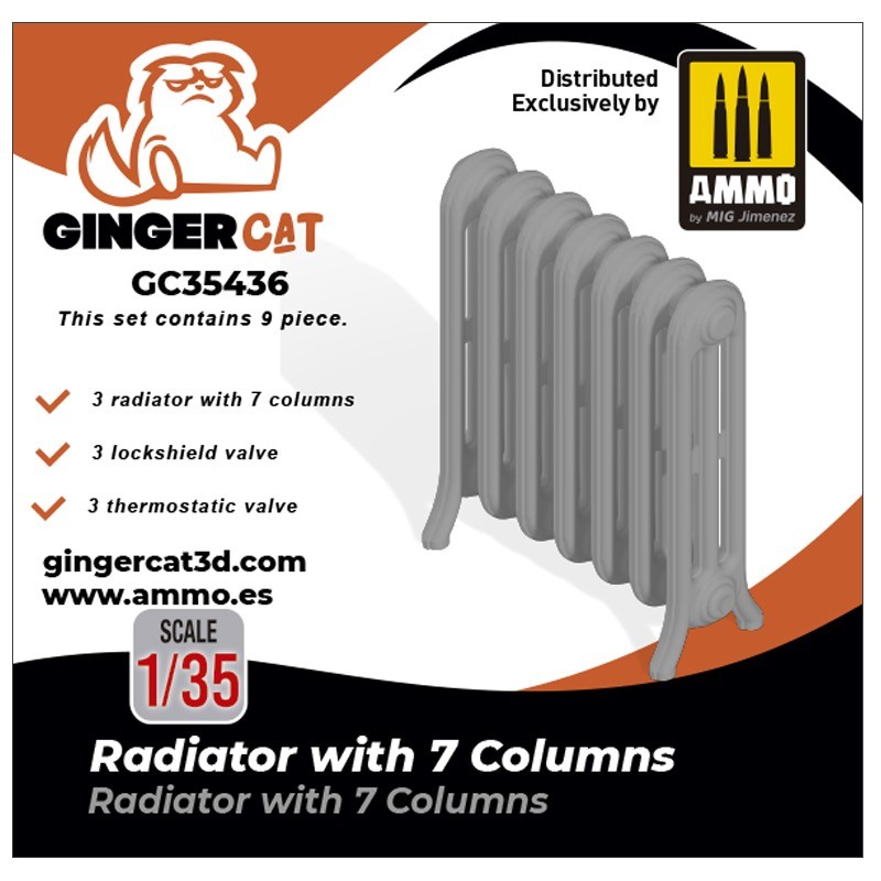 GINGER CAT 35436 1/35 Radiator with 7 Columns 3d print parts