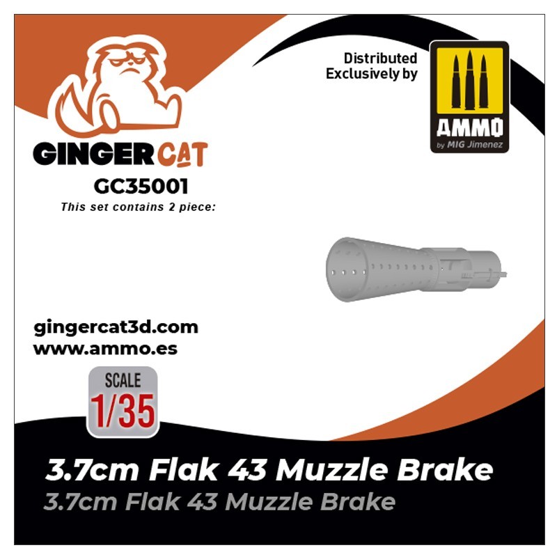 GINGER CAT 35001 1/35 3.7cm Flak43 Muzzle Brake 3d print parts