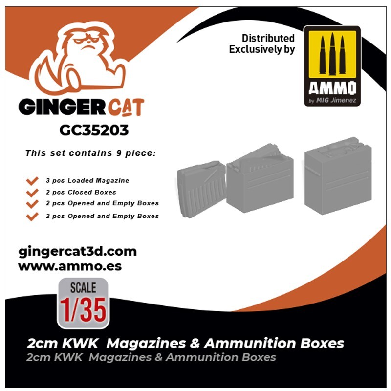 GINGER CAT 35203 1/35 2cm KWK Magazines & Ammunition Boxes 3d print parts