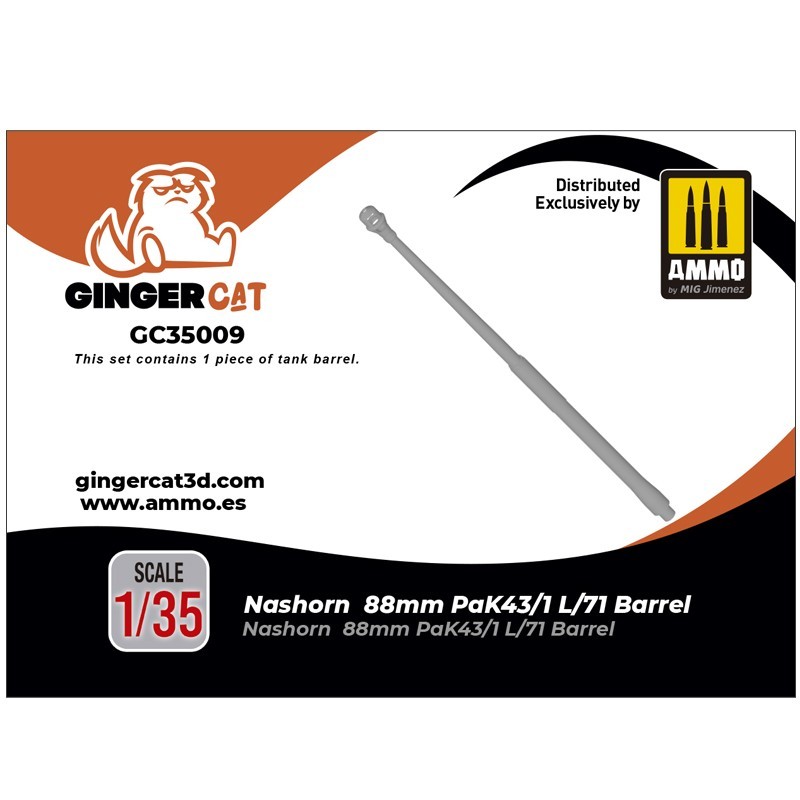 GINGER CAT 35009 1/35 Nashorn  88mm PaK43/1 L/71 Barrel 3d print part