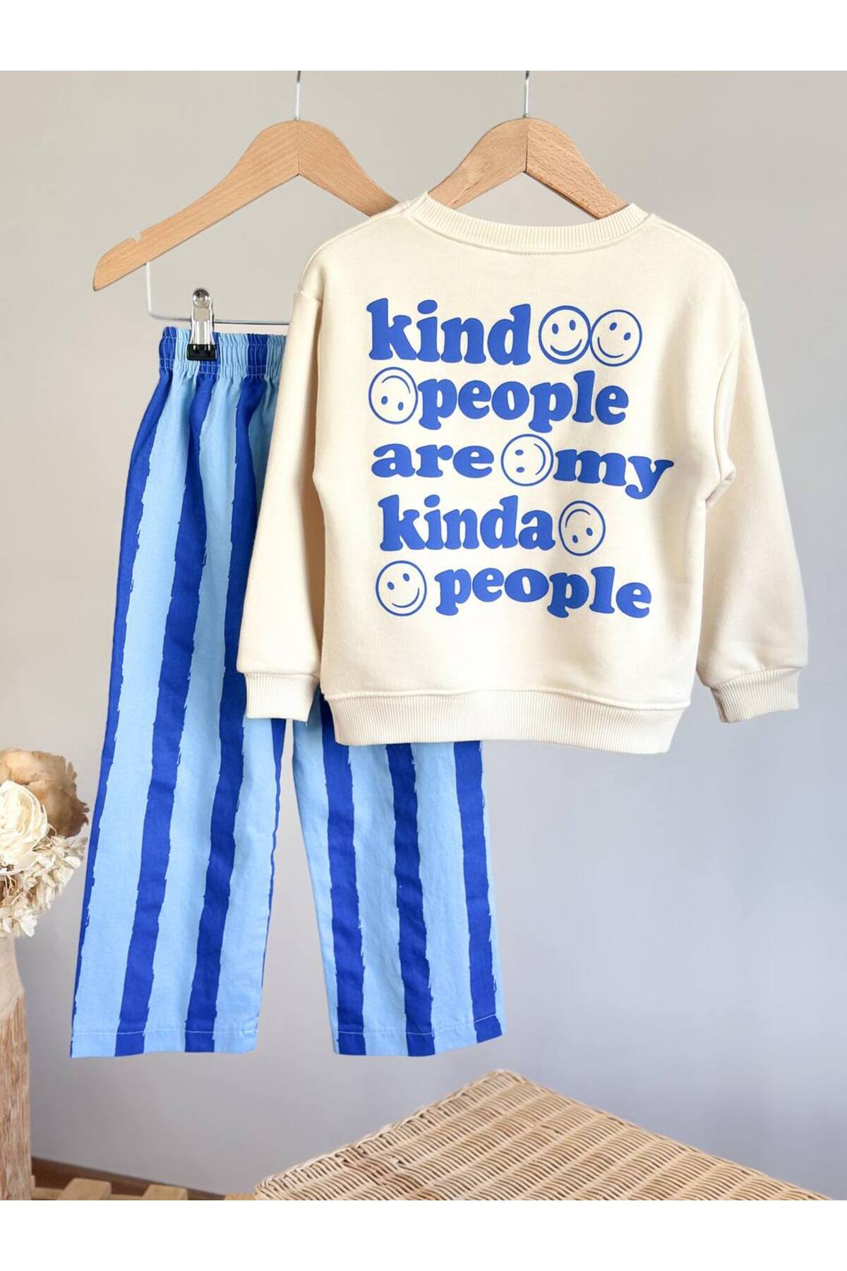 Erkek Çocuk Baskılı 3 İplik Kumaş Kanvas Pantolonlu Pamuklu Alt Üst Takım