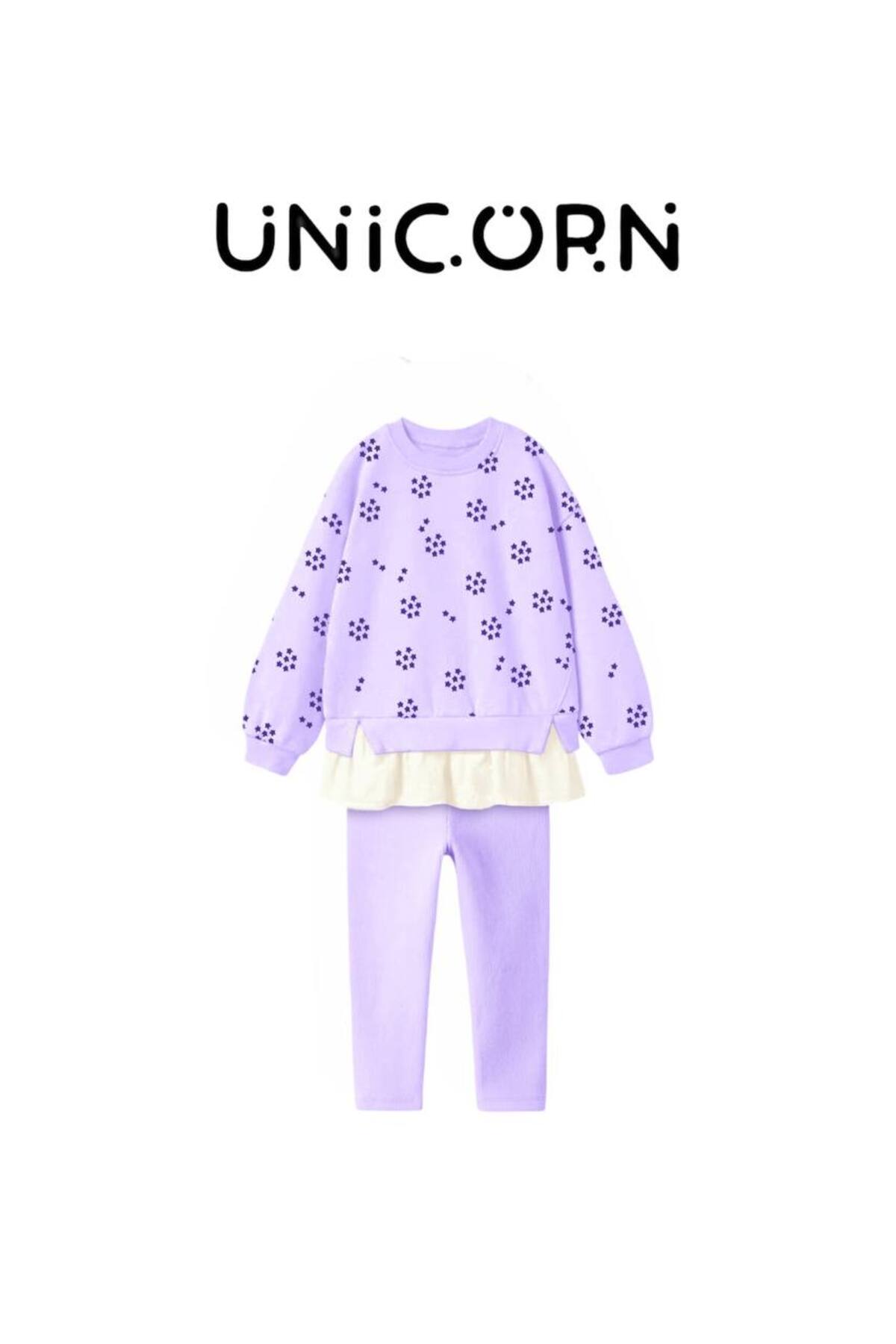 Kız Çocuk Gömlek Detaylı Lila Alt Üst Takım