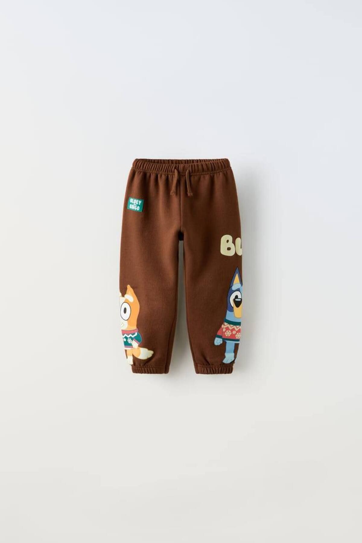 Unisex Pamuklu Kahverengi Bluey Sweatshirt ve Eşofman Alt Takım