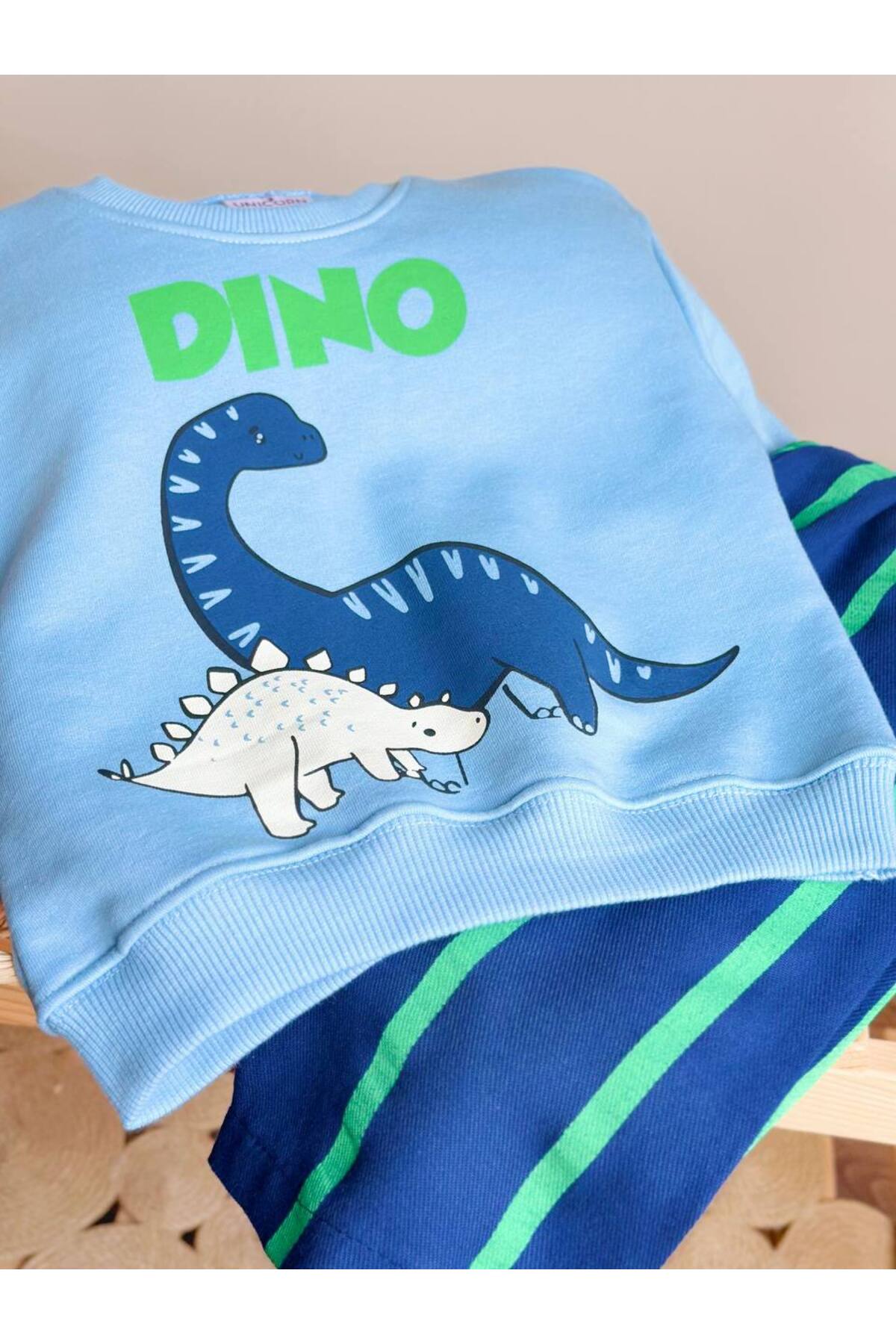 Erkek Çocuk Baskılı 3 İplik Kumaş Kanvas Pantolonlu Alt Üst Takım