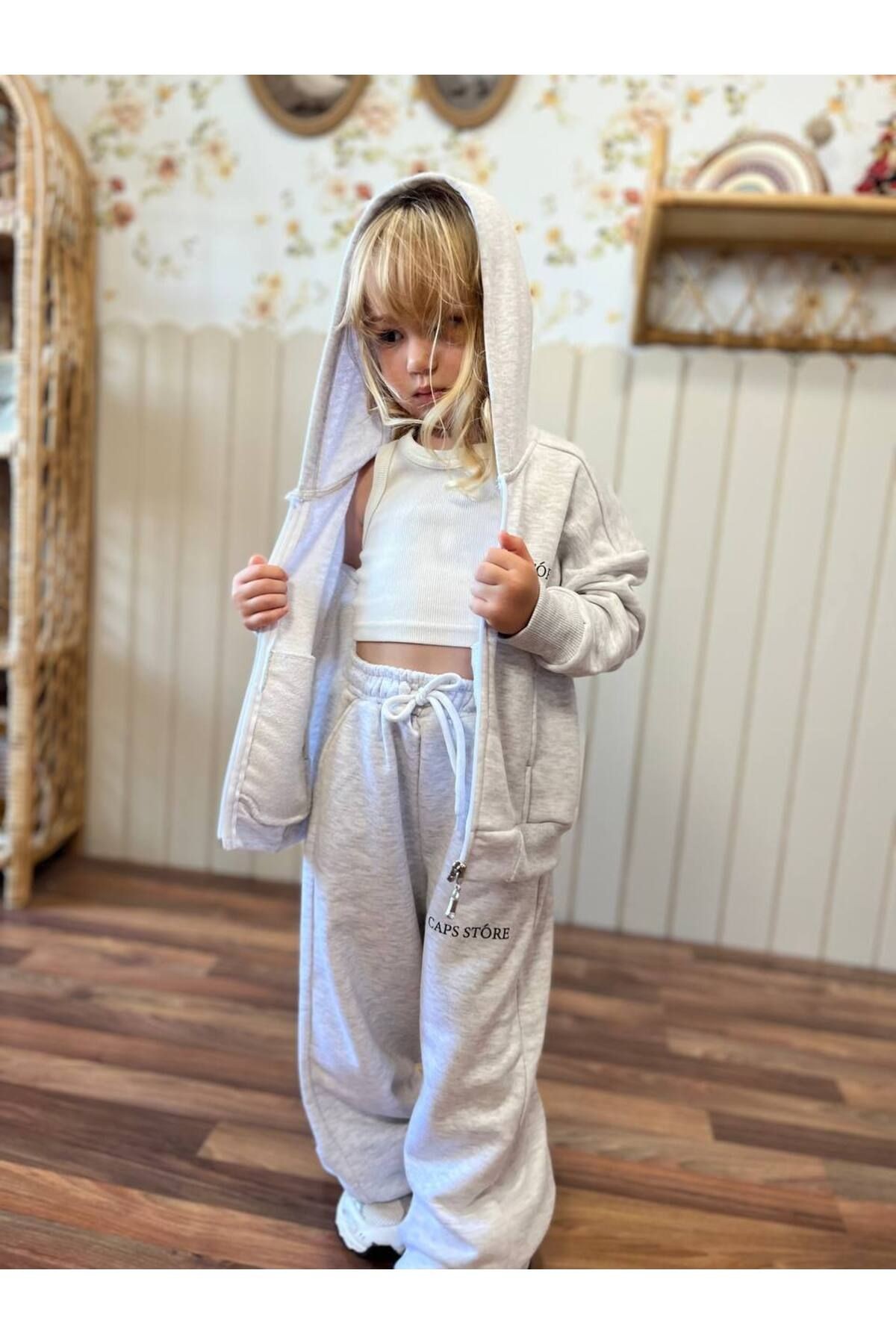 Unisex Kapüşonlu Basic Gri Alt Üst Takım