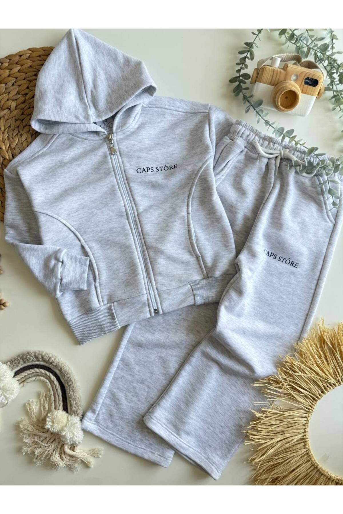 Unisex Kapüşonlu Basic Gri Alt Üst Takım