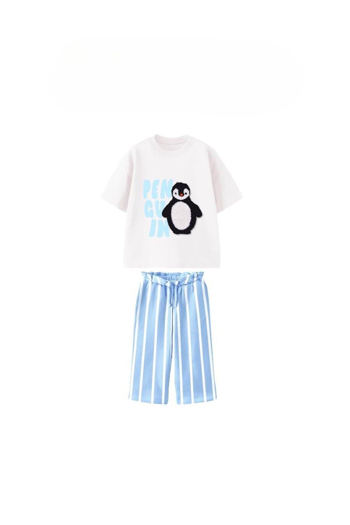 Unisex Suzene Nakışlı Penguen Detaylı Alt Üst Takım