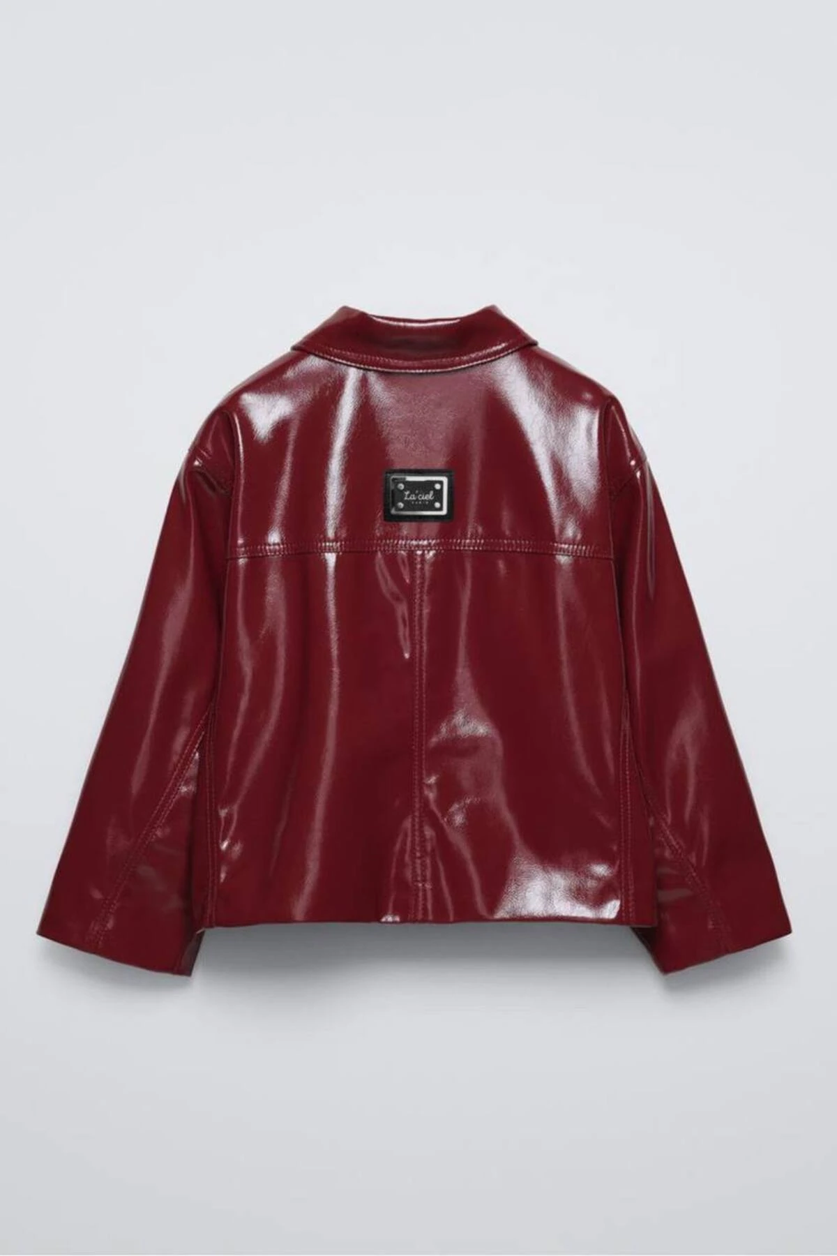 Kız Çocuk Kırmızı Parlak Suni Deri Ceket