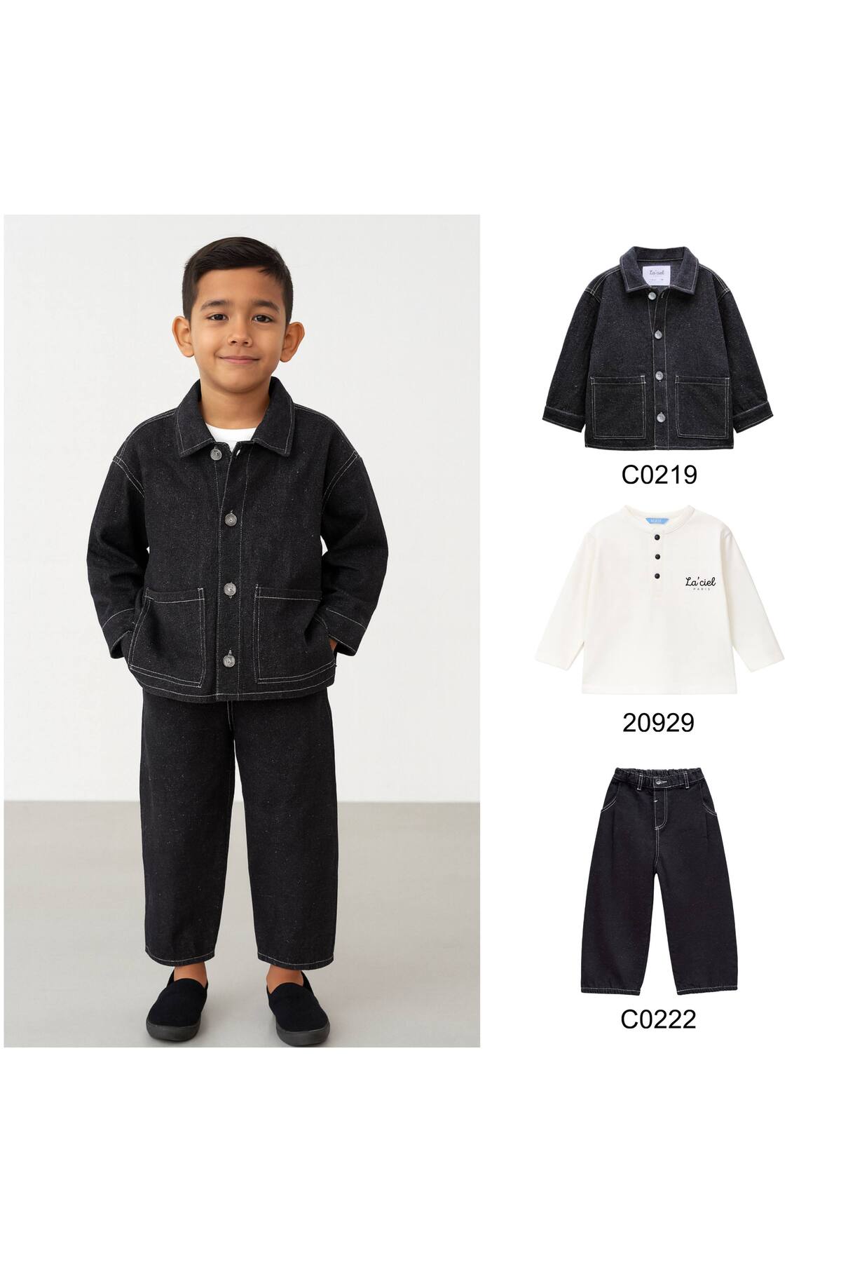 Laciel Paris Sirius Siyah Denim Alt Üst Takım