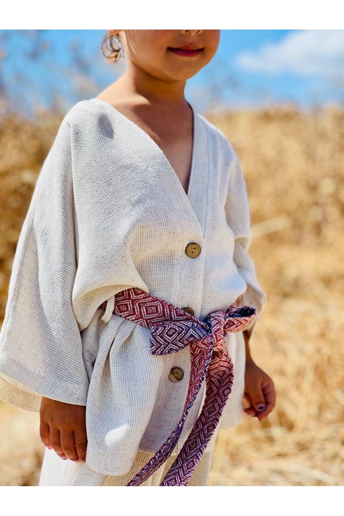 Kız Çocuk Kemer Detaylı Bohem Takım