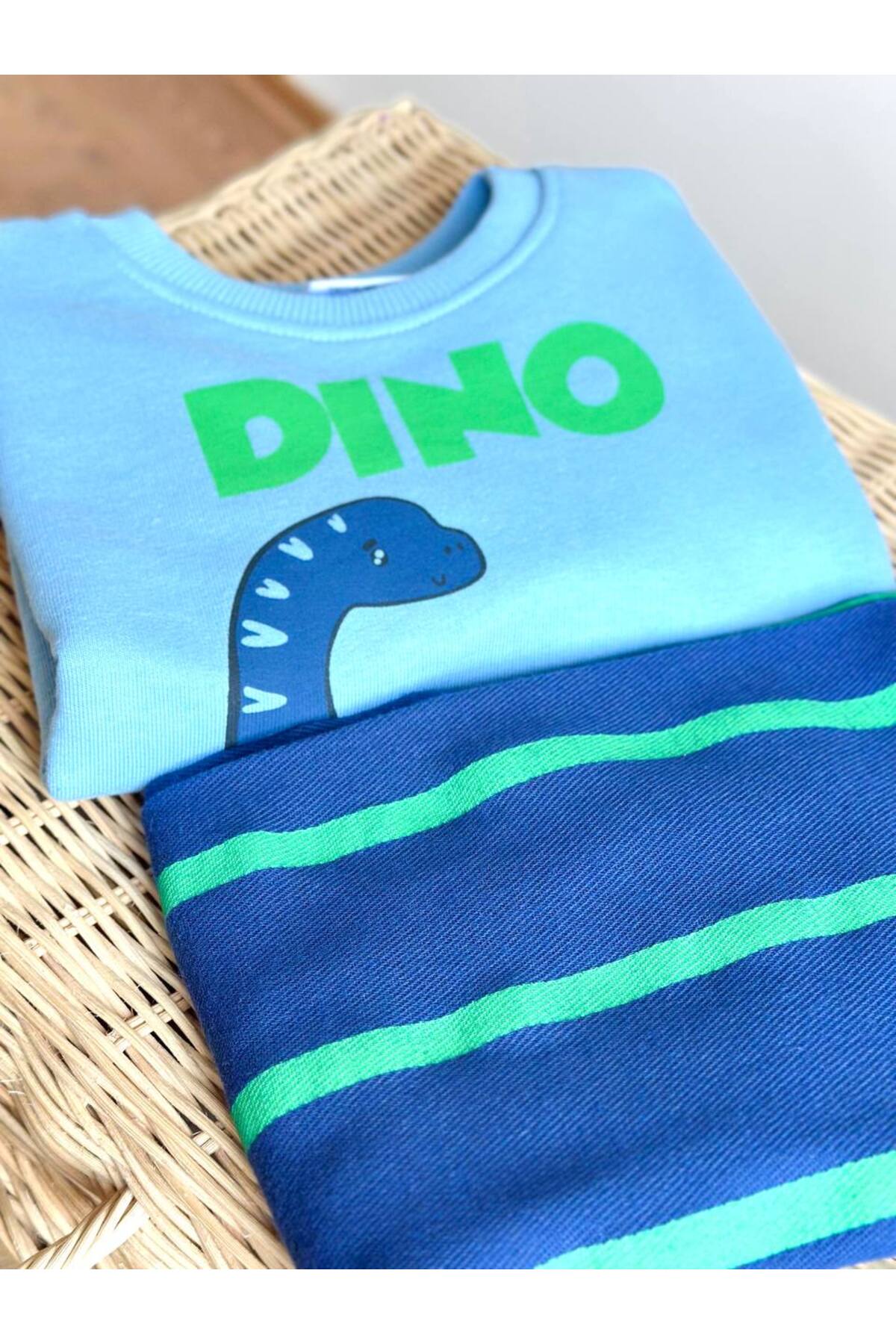 Erkek Çocuk Baskılı 3 İplik Kumaş Kanvas Pantolonlu Alt Üst Takım