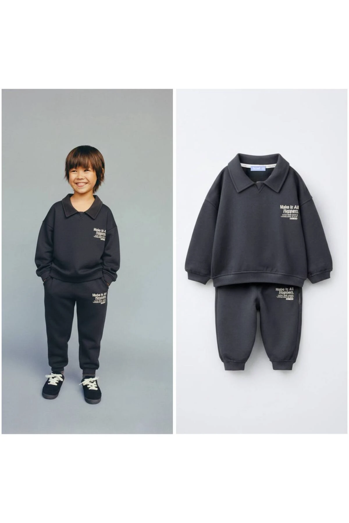 Laciel Paris Erkek Çocuk Yakalı Antrasit Alt Üst Takım