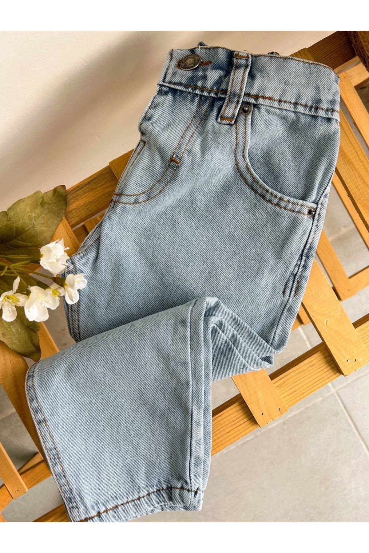 Unisex Denim Mavi Çocuk Kot Pantolon