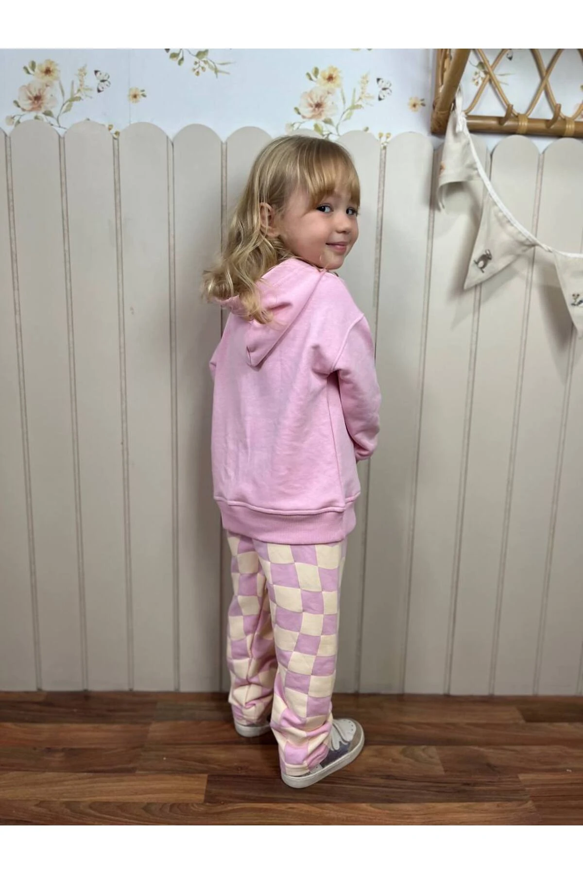 Kız Çocuk Rabbit Baskılı Pembe 3 İplik Alt Üst Takım