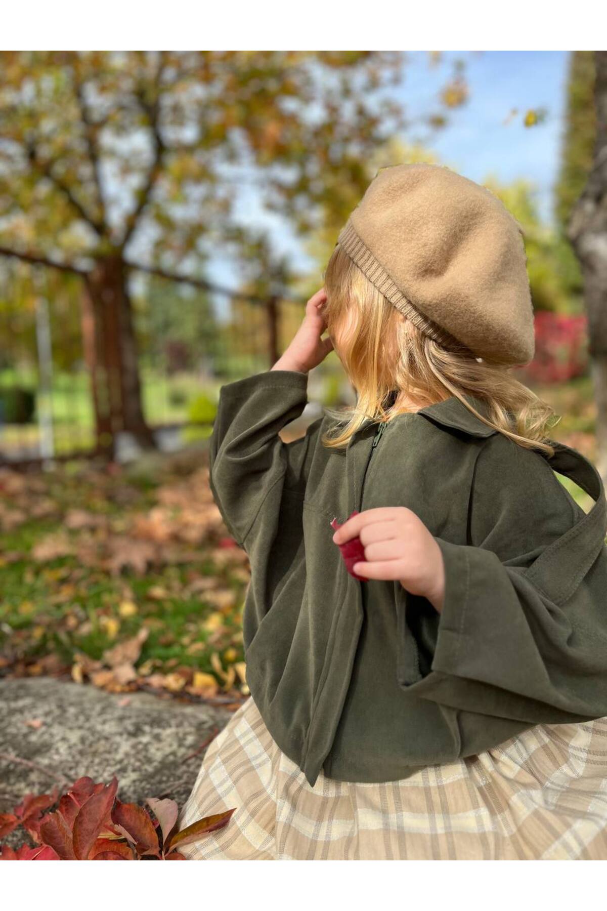 Kız Çocuk Süet Görünümlü Bomber Haki Ceket