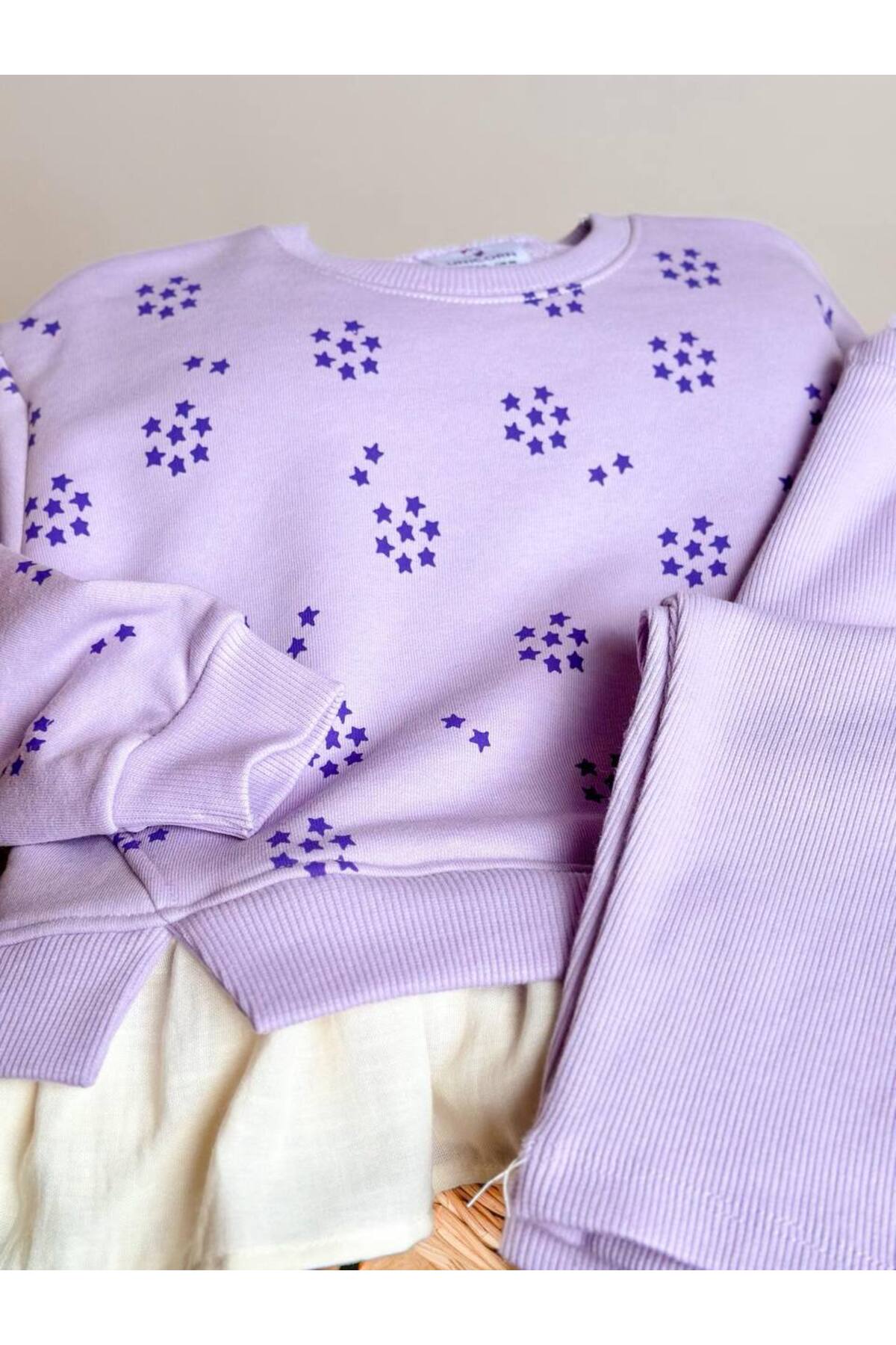Kız Çocuk Gömlek Detaylı Lila Alt Üst Takım