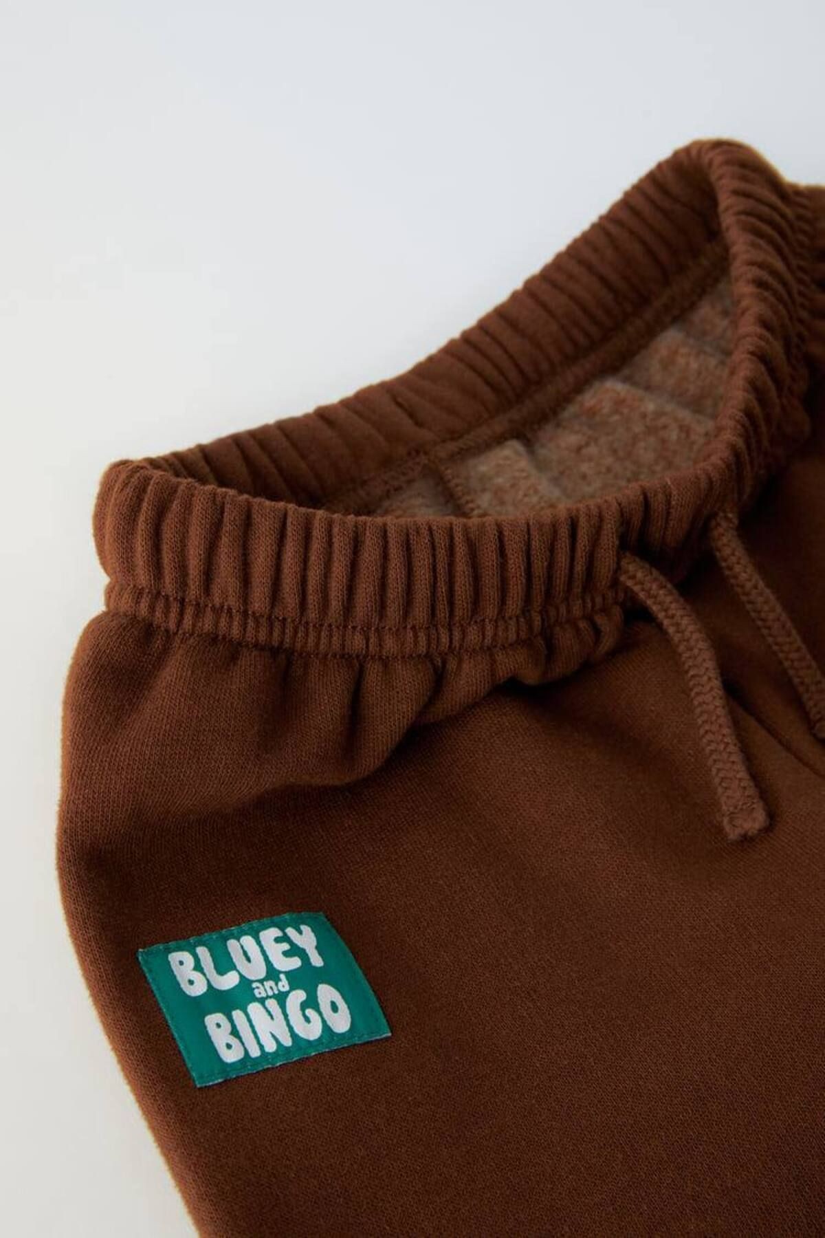 Unisex Pamuklu Kahverengi Bluey Sweatshirt ve Eşofman Alt Takım