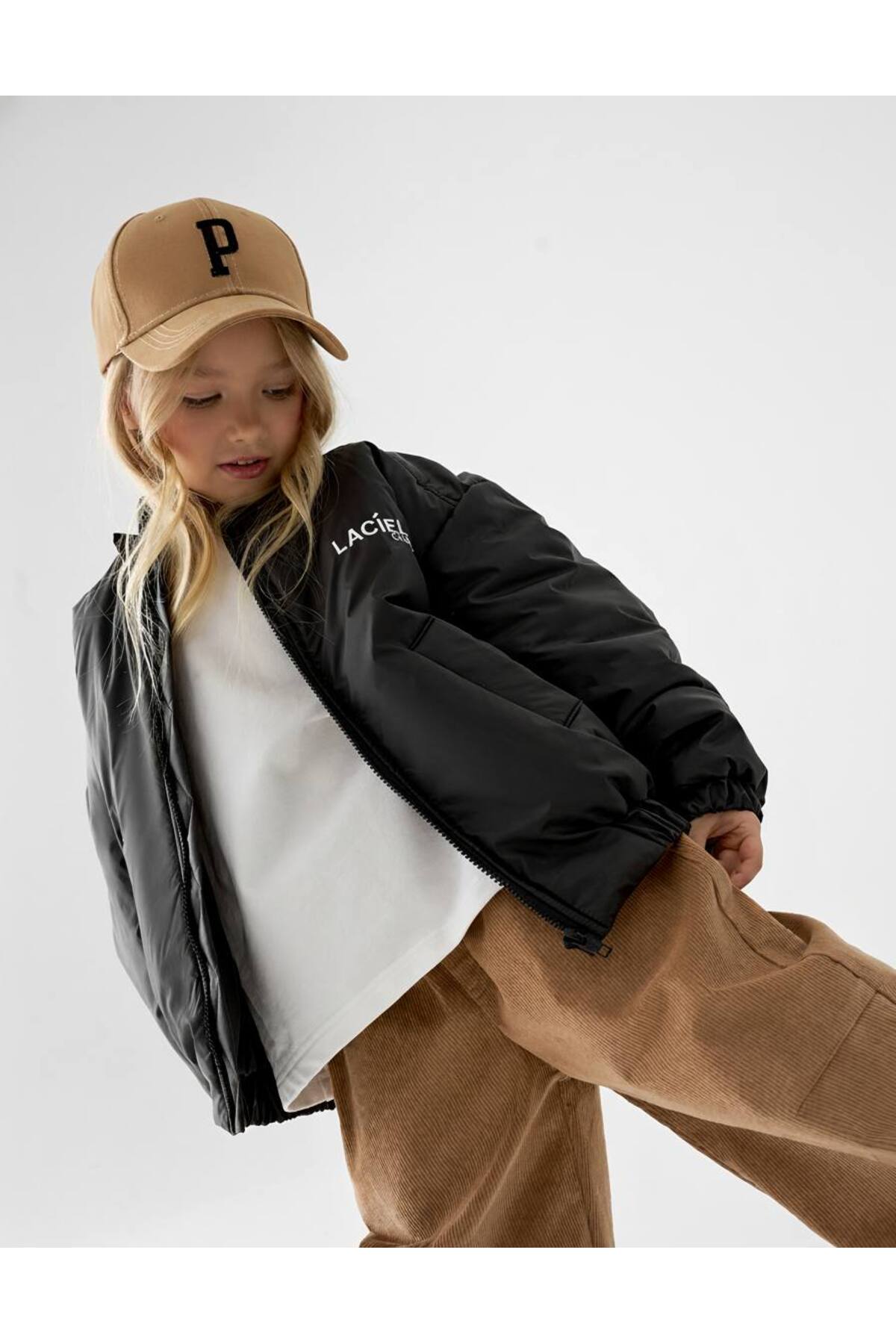 Laciel Paris Unisex Çocuk Siyah Bomber Mont – Rahat Kesim