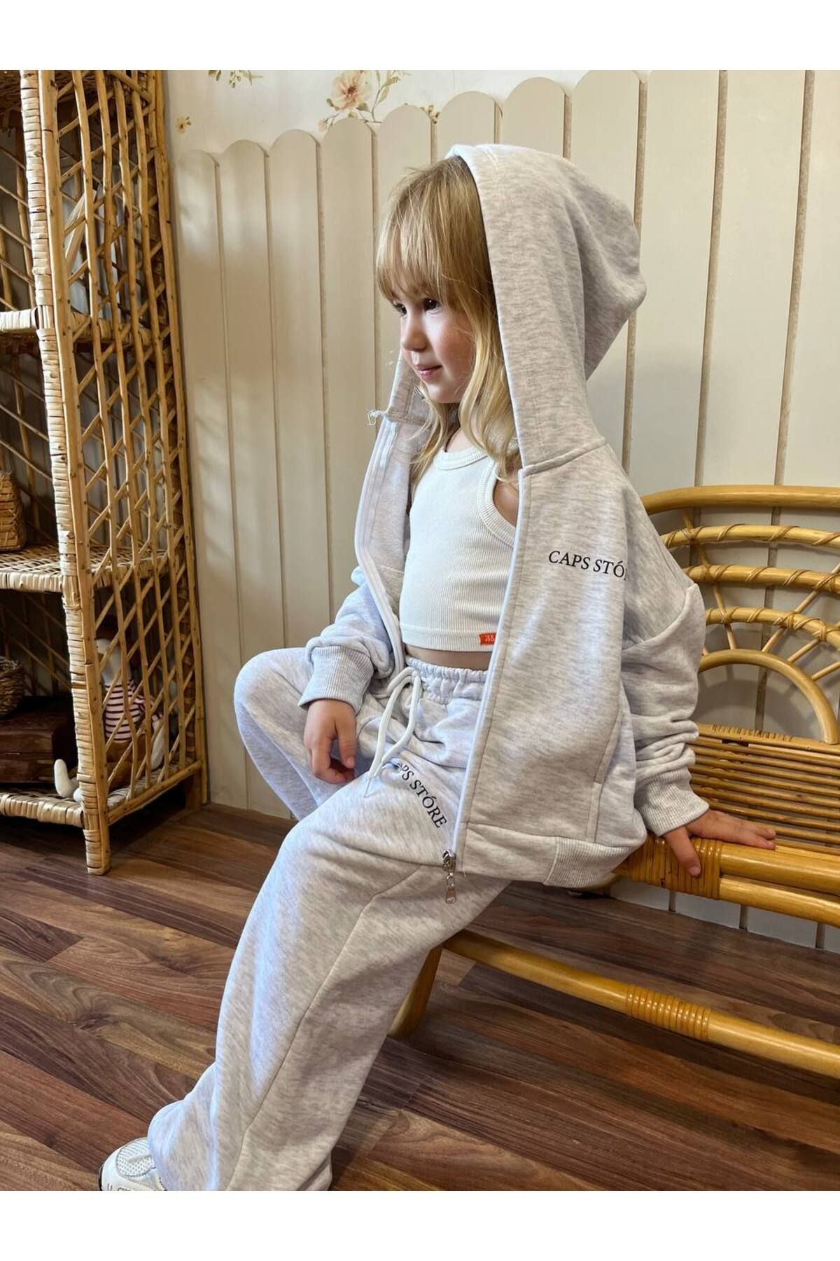 Unisex Kapüşonlu Basic Gri Alt Üst Takım