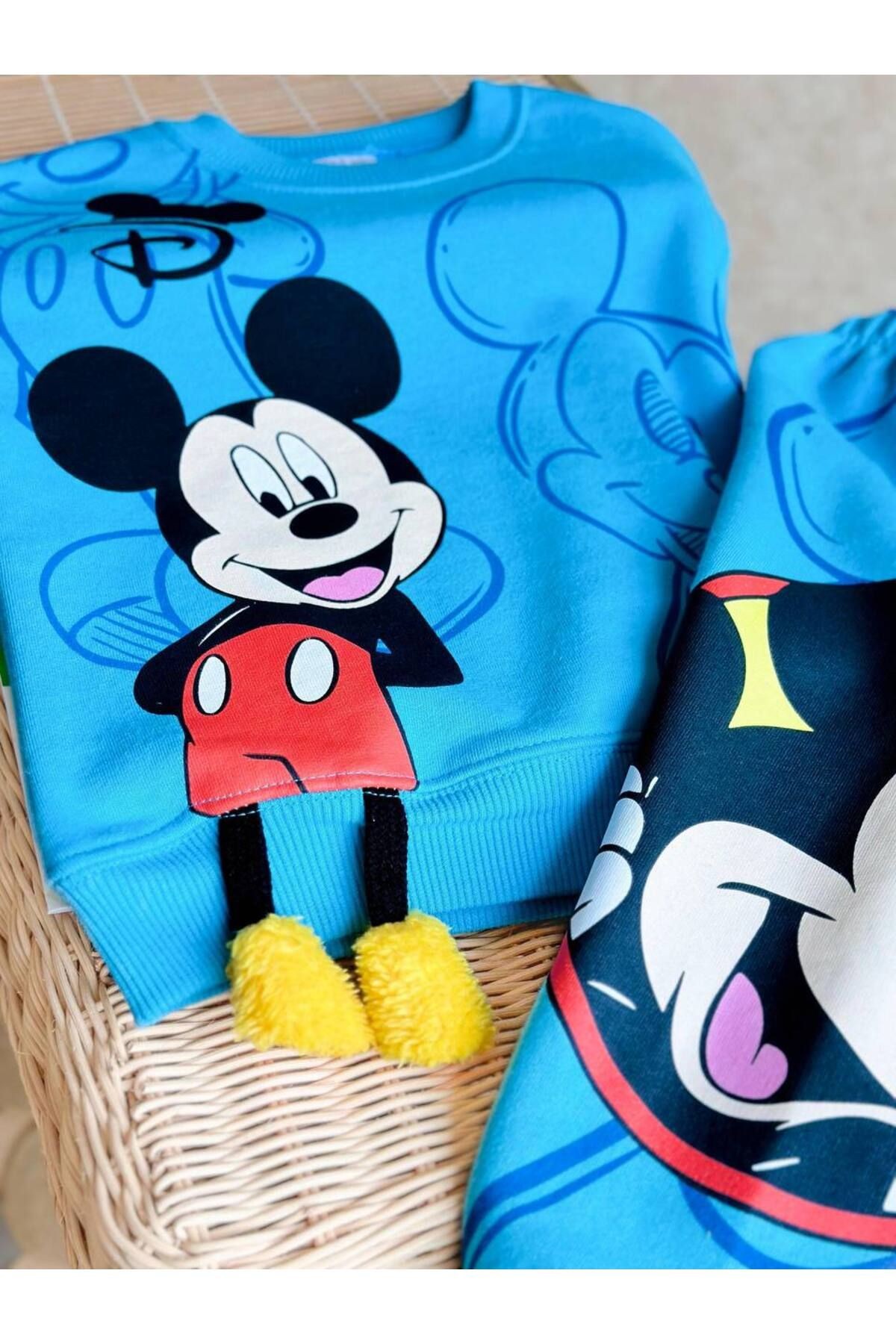 Erkek Çocuk Mickey Mouse Sallanan Bacak Detaylı Alt Üst Takım