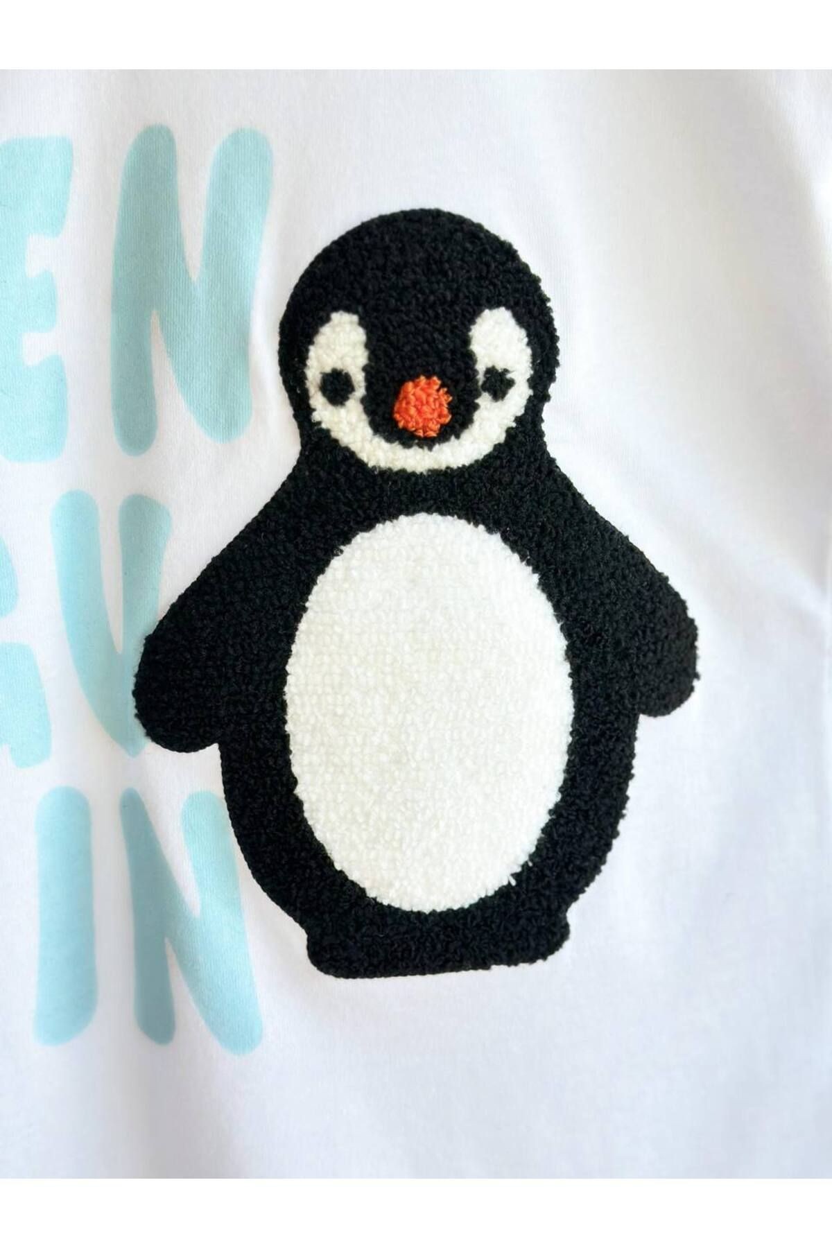 Unisex Suzene Nakışlı Penguen Detaylı Alt Üst Takım