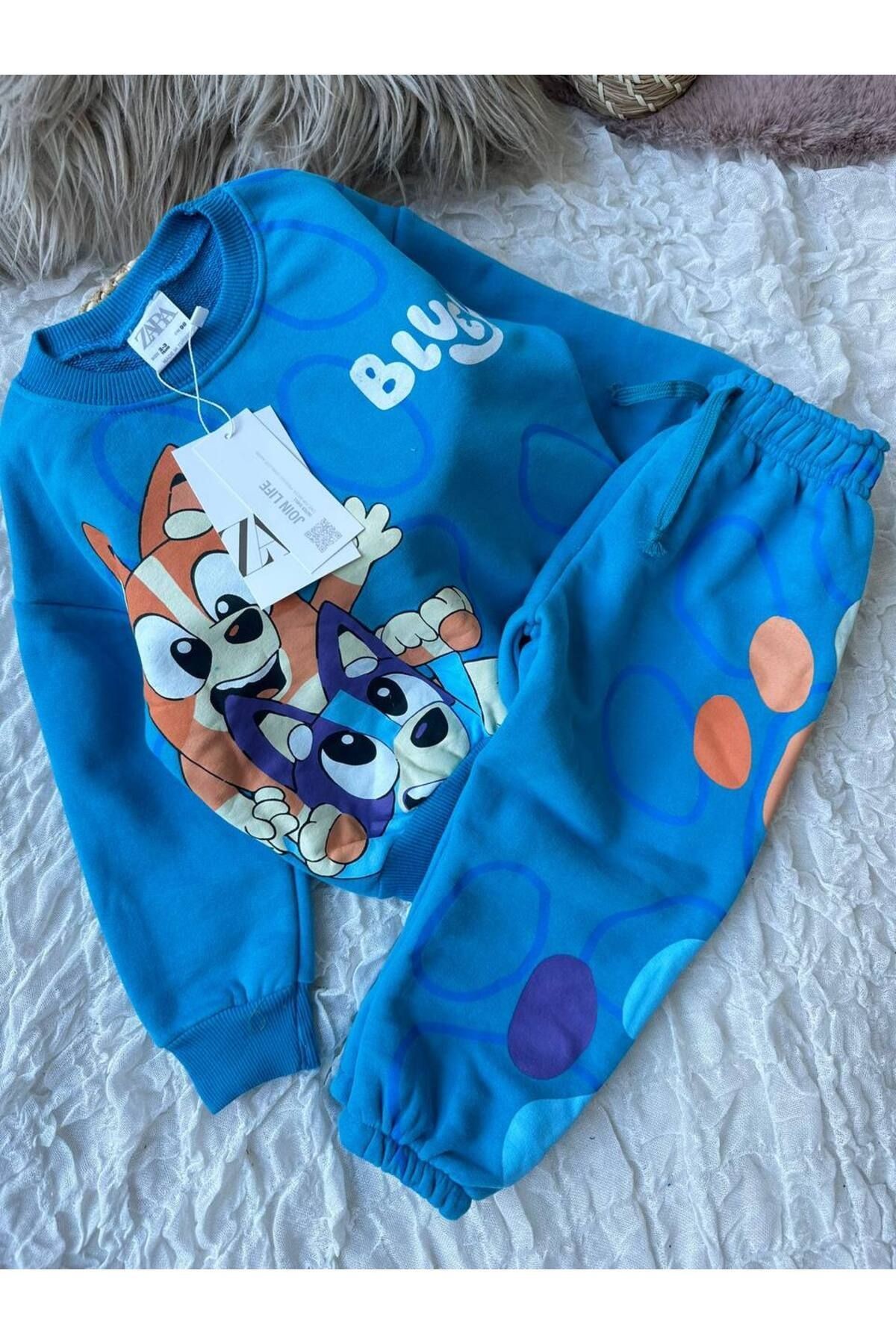 Bluey Baskılı Unisex 3 İplik Eşofman Takım