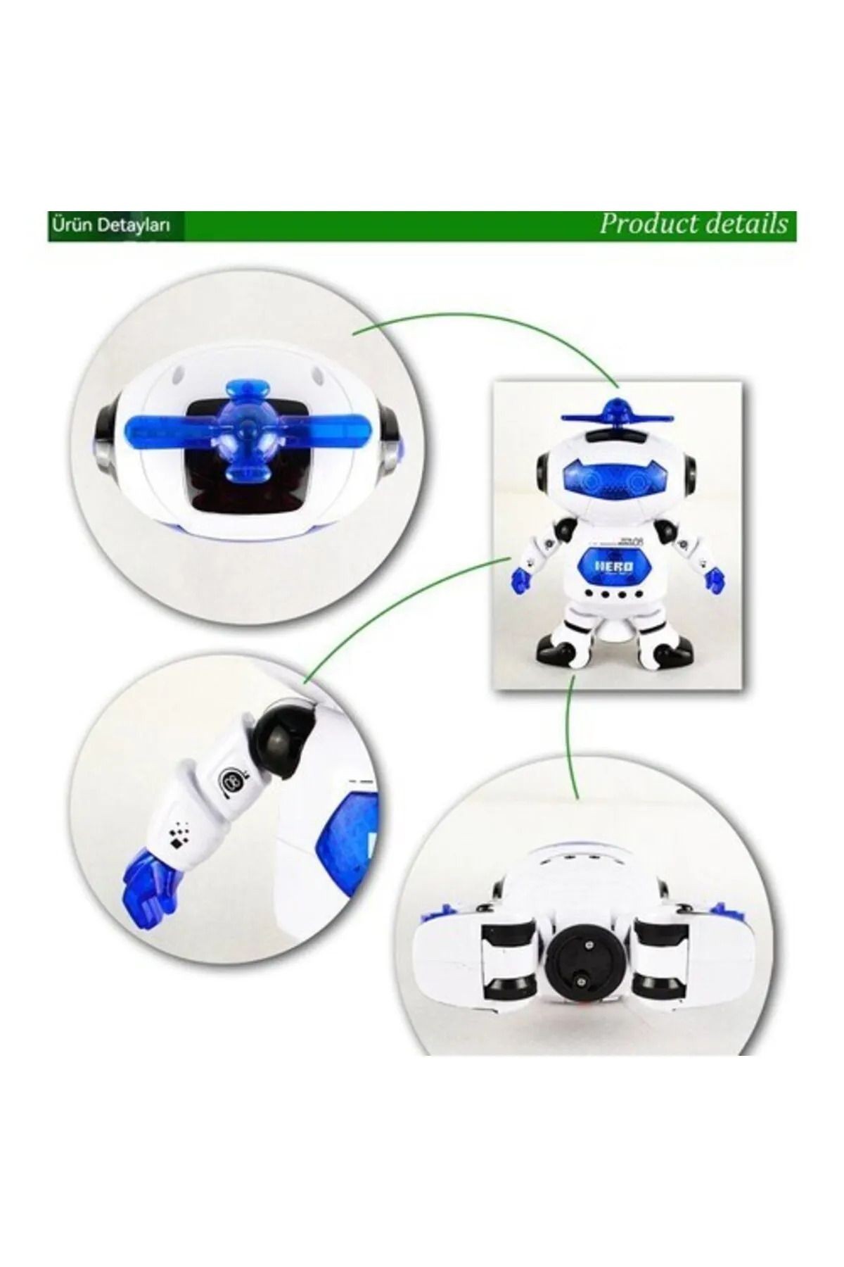 Pilli Müzikli 360° Hareketli Ve Işıklı Eğlenceli Dans Robot