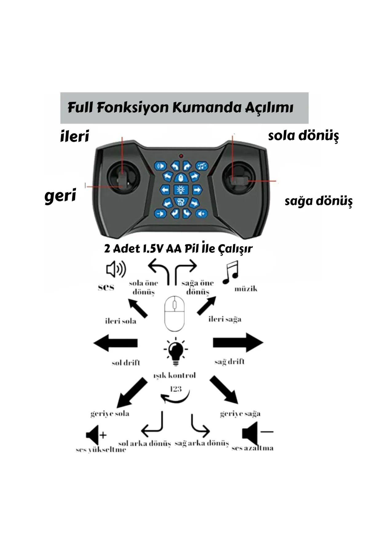 Uzaktan Kumandalı Full Fonksiyon Şarjlı 2.4 Ghz 1:16 Off Road Arazi Arabası Hediyelik