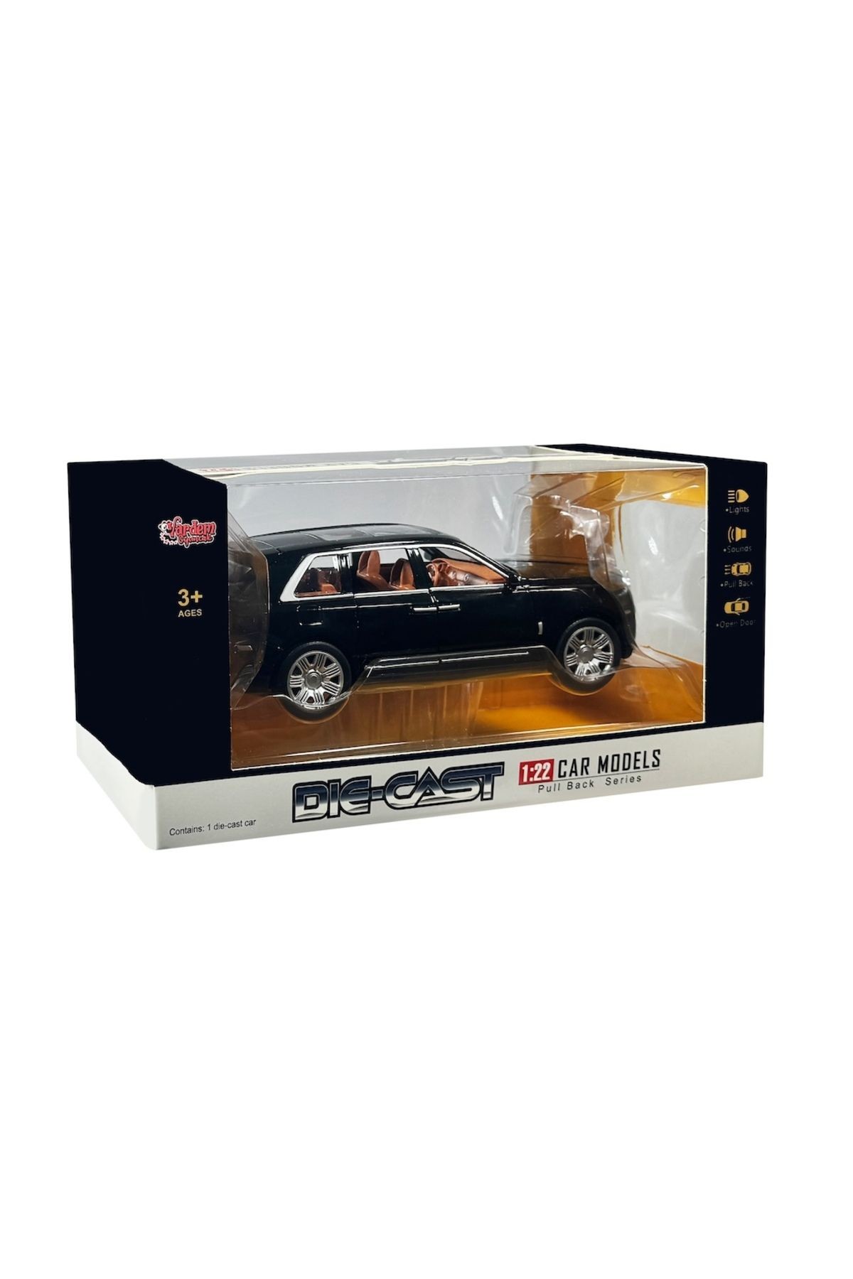 Metal Araba Rolls Royce Çek Bırak 1:22 Sesli Ve Işıklı Sanruflu RR Araba Koleksiyon Aracı SİYAH