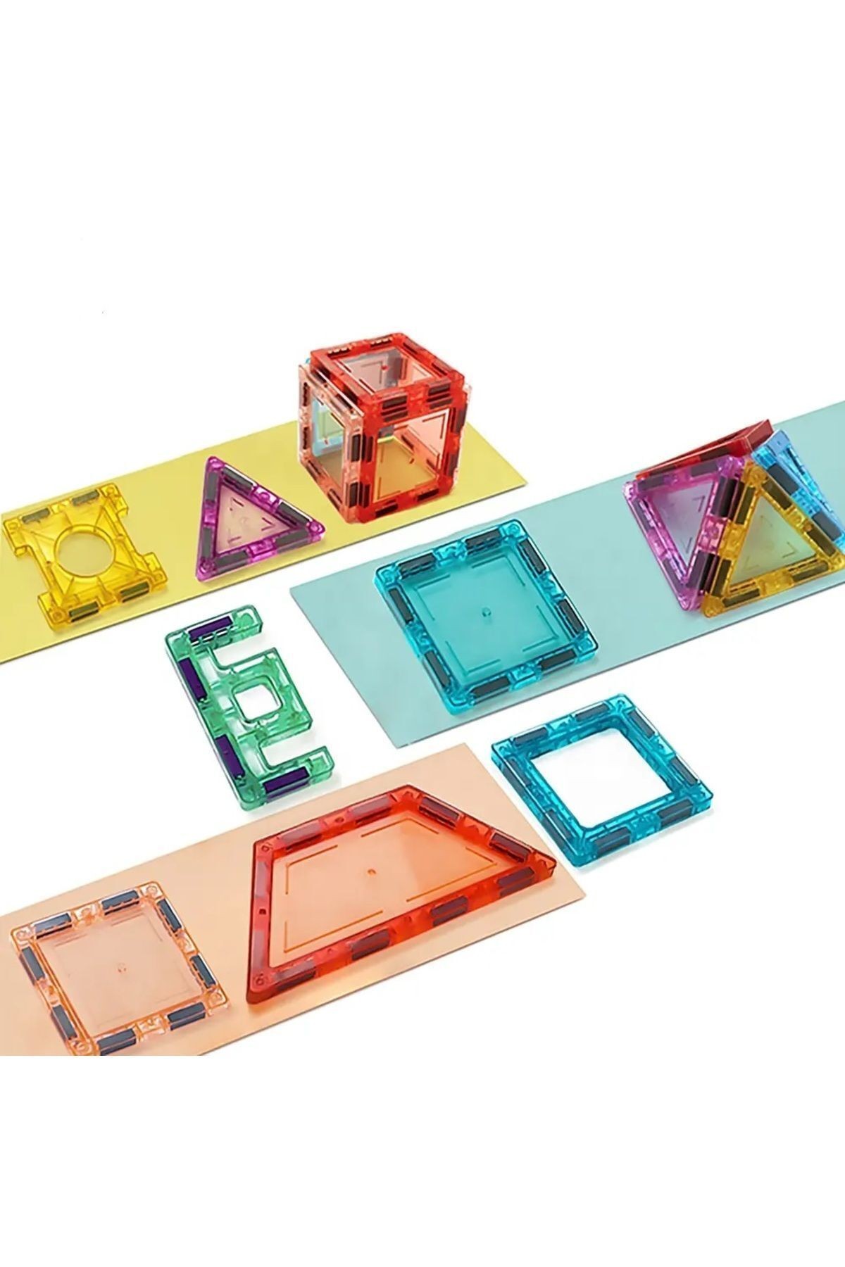 Zeka Geliştirici Magnetic Tiles Construction Blocks 66 Parça Magnetik Yapı Blok Oyuncak