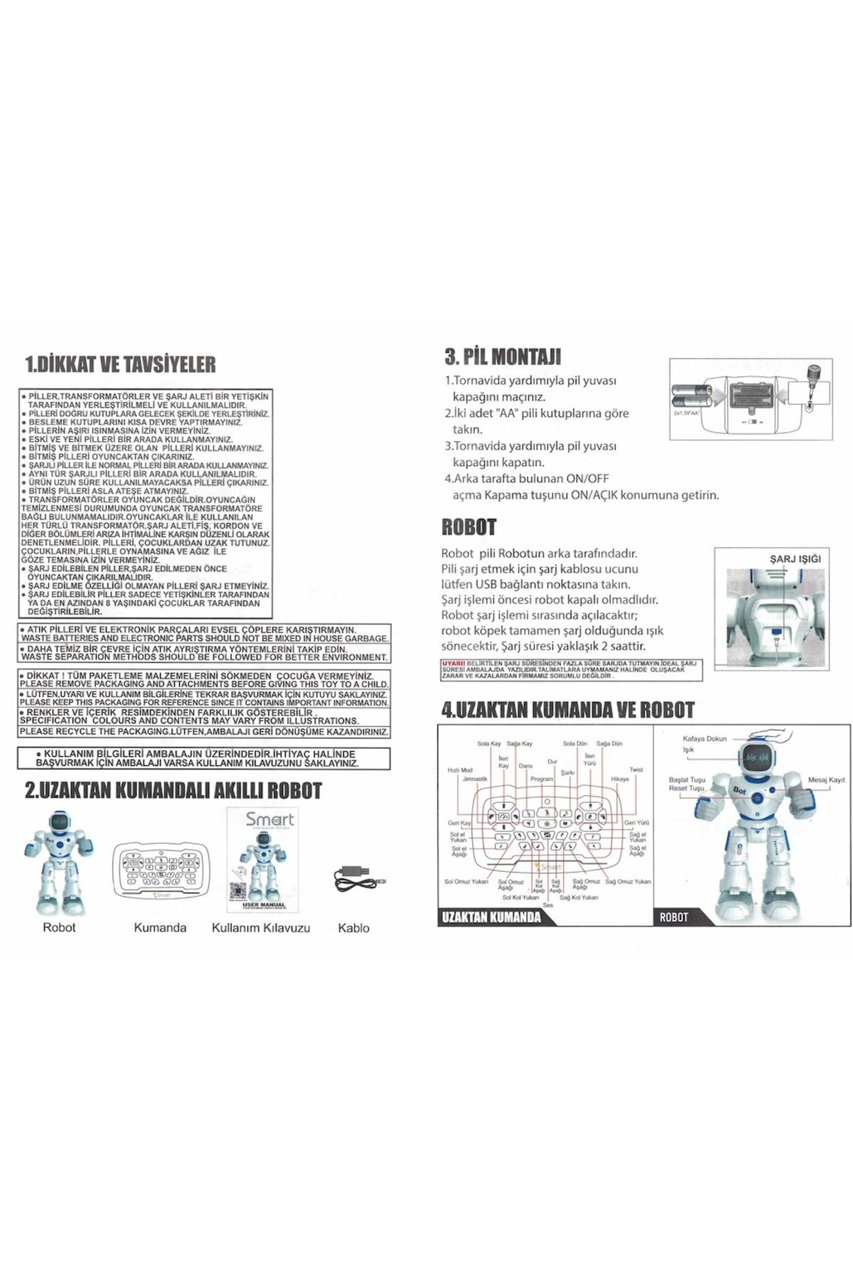 Uzaktan Kumandalı Yapay Zeka Telefon & Kumanda Kontrollü Şarjlı Eğitici,akıllı Büyük Robot Hediyelik