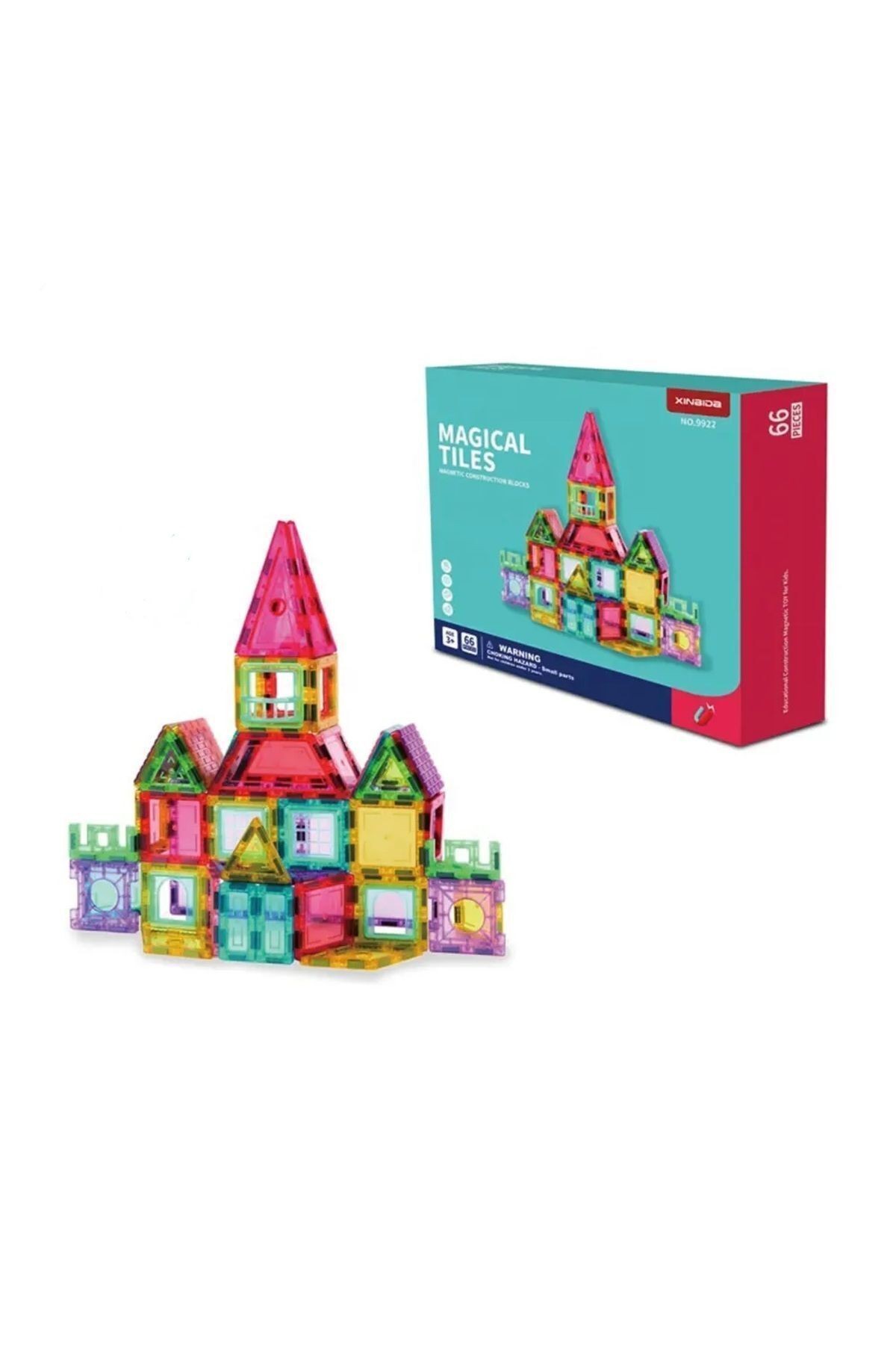 Zeka Geliştirici Magnetic Tiles Construction Blocks 66 Parça Magnetik Yapı Blok Oyuncak