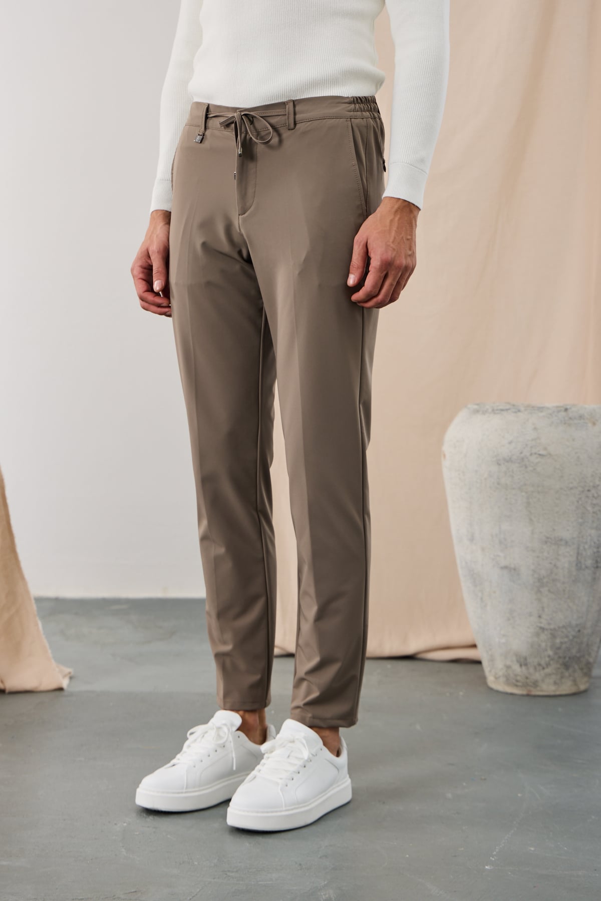 Poliamid Esnek Jogger Pantolon - Karamel