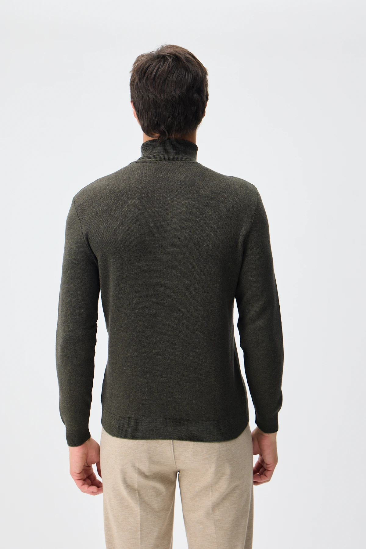 Balıkçı Yaka Triko - Haki/Kahve