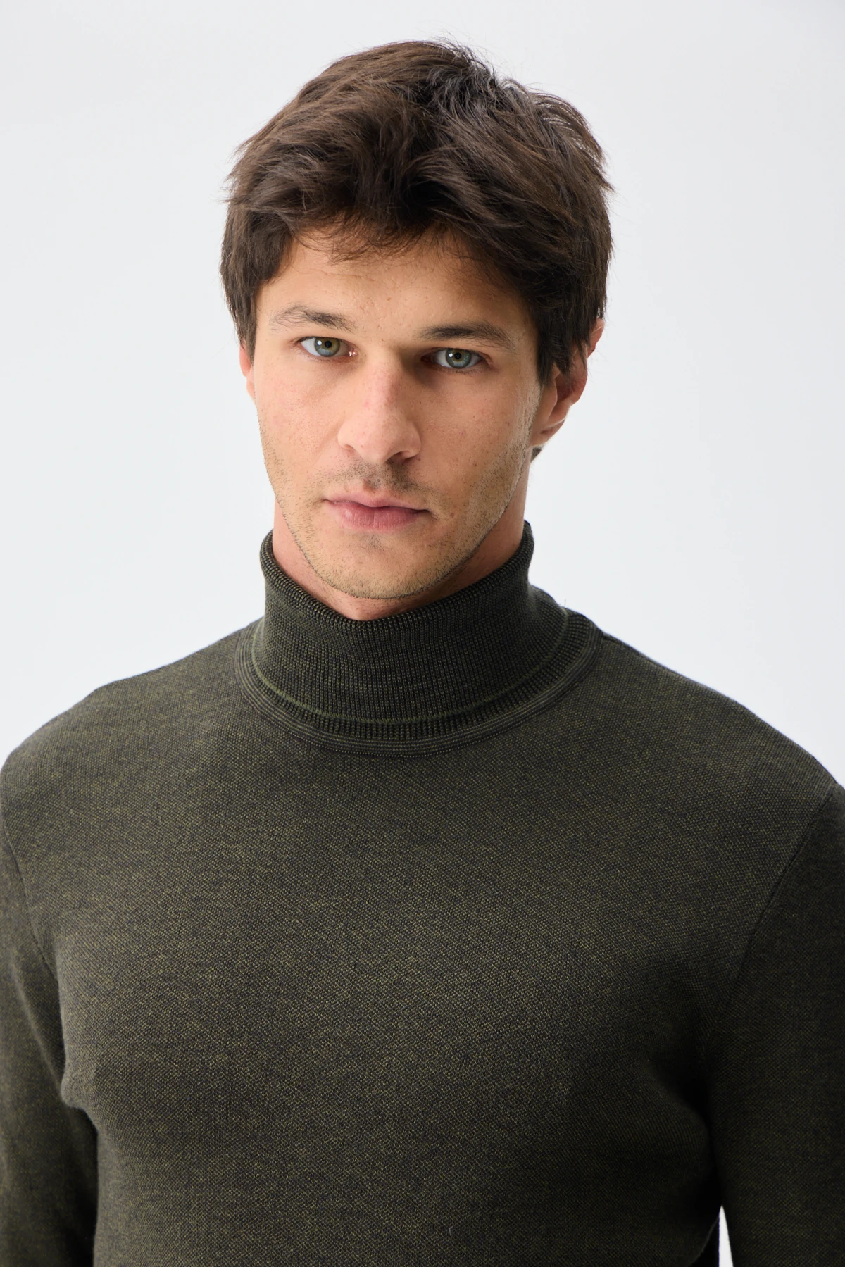 Balıkçı Yaka Triko - Haki/Kahve