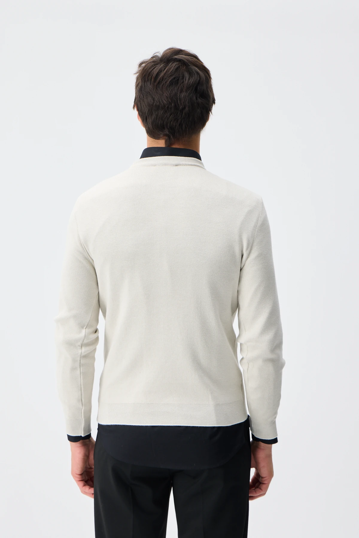 Bisiklet Yaka Triko - Ekru/Taş