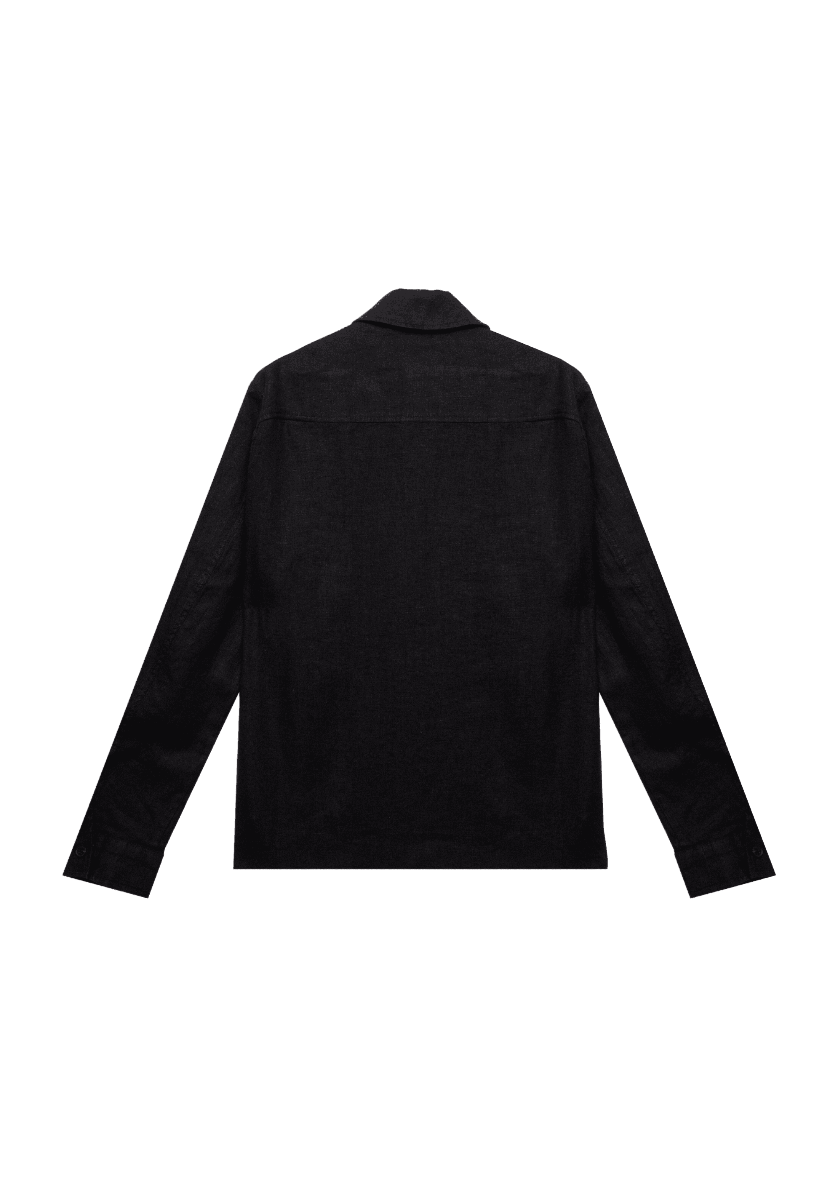 %100 Keten Slim Fit Cepli Fermuarlı Ceket - Siyah