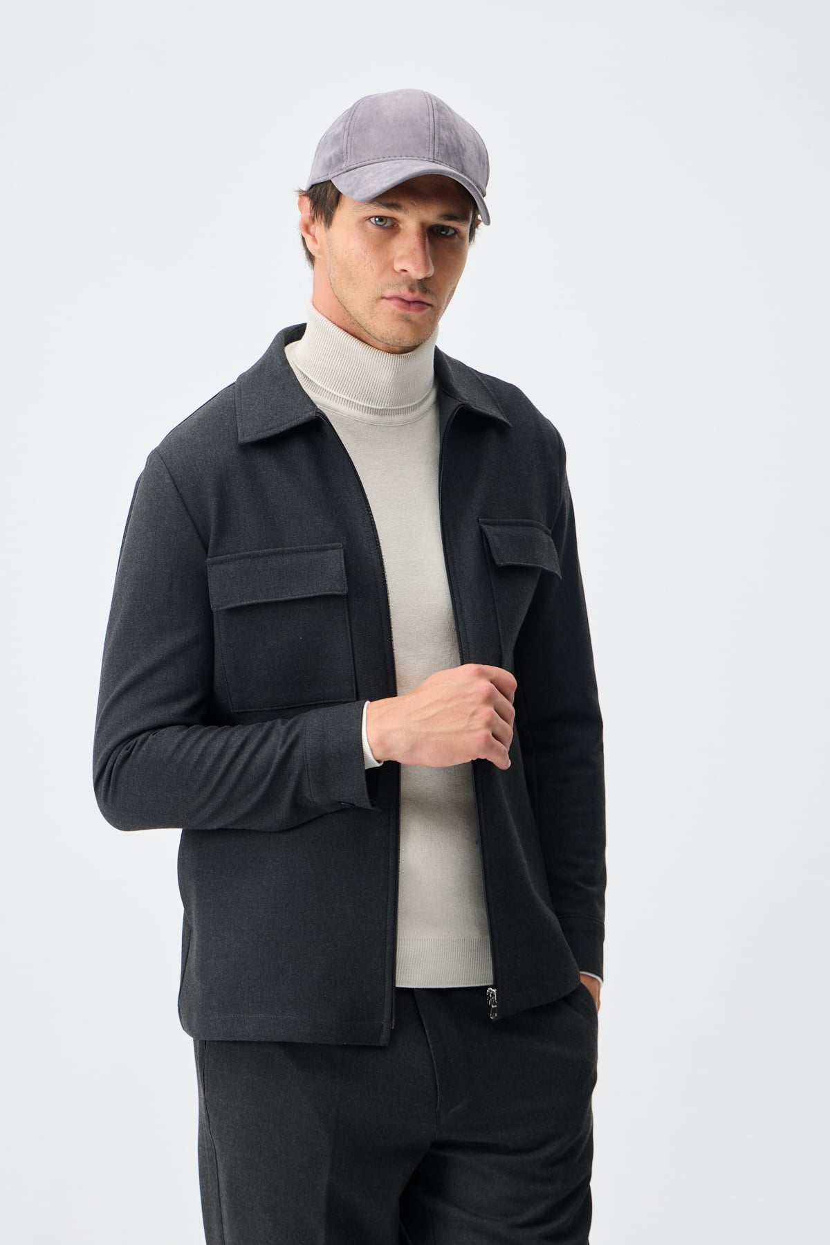 Astarlı Teknik Overshirt Ceket - Antrasit