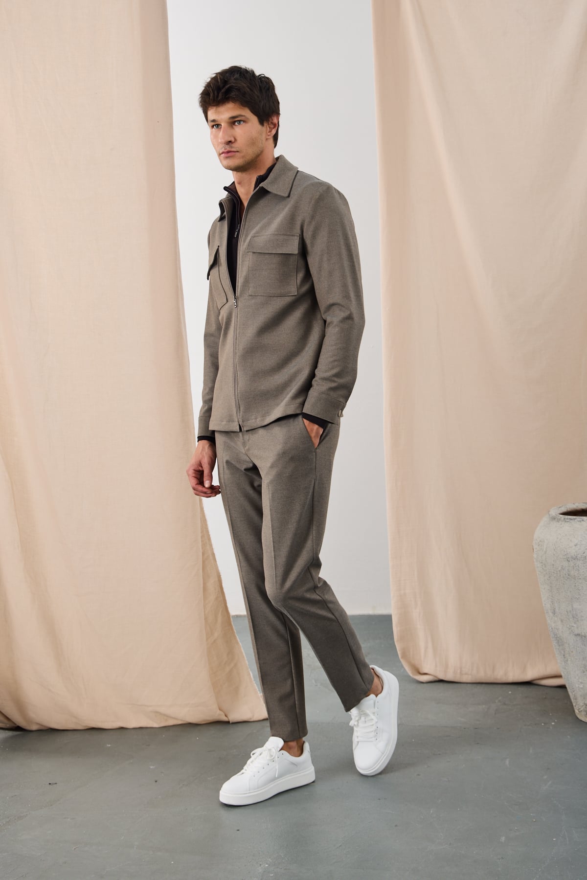 Astarlı Teknik Overshirt Ceket - Vizon