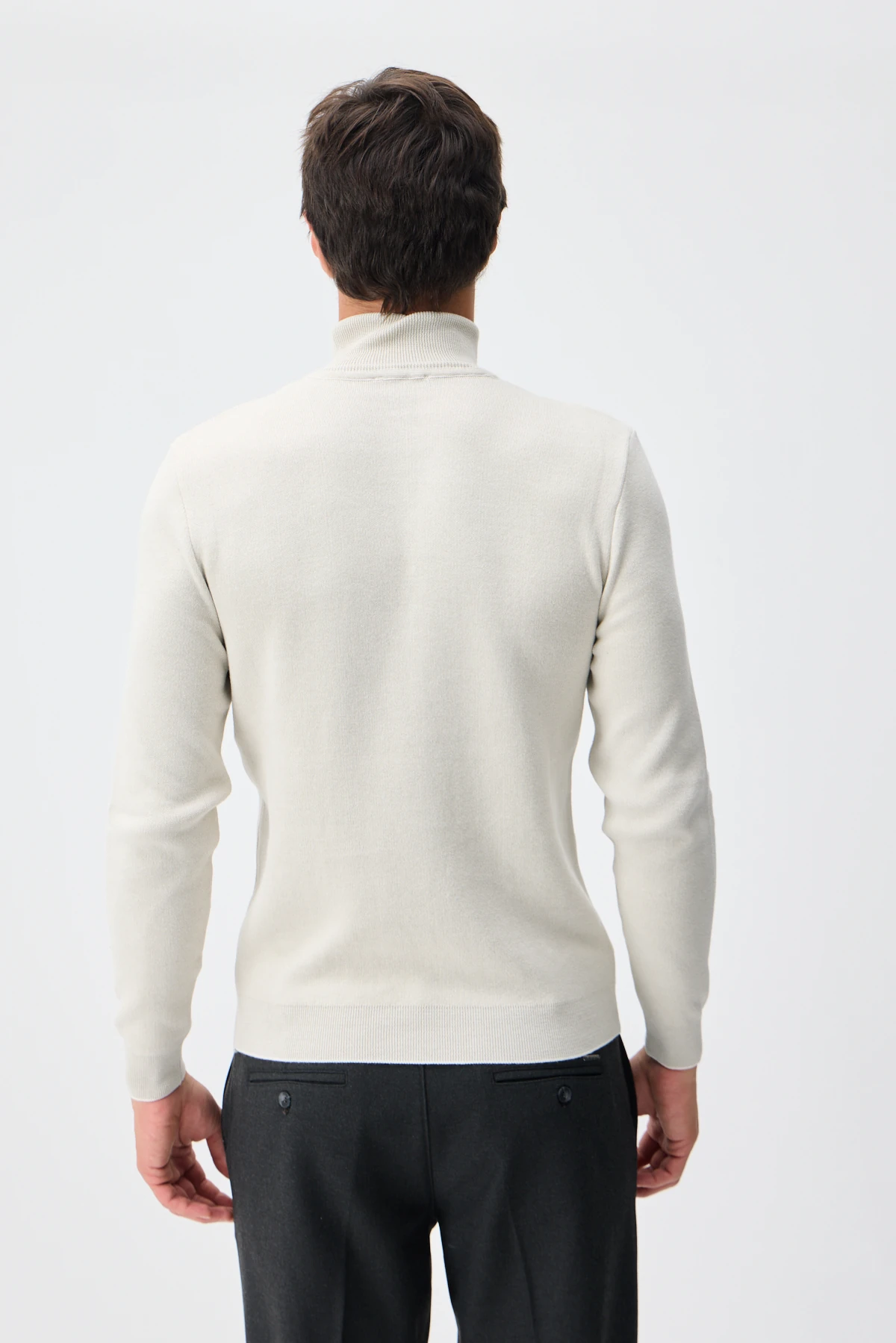 Balıkçı Yaka Triko - Ekru/Taş