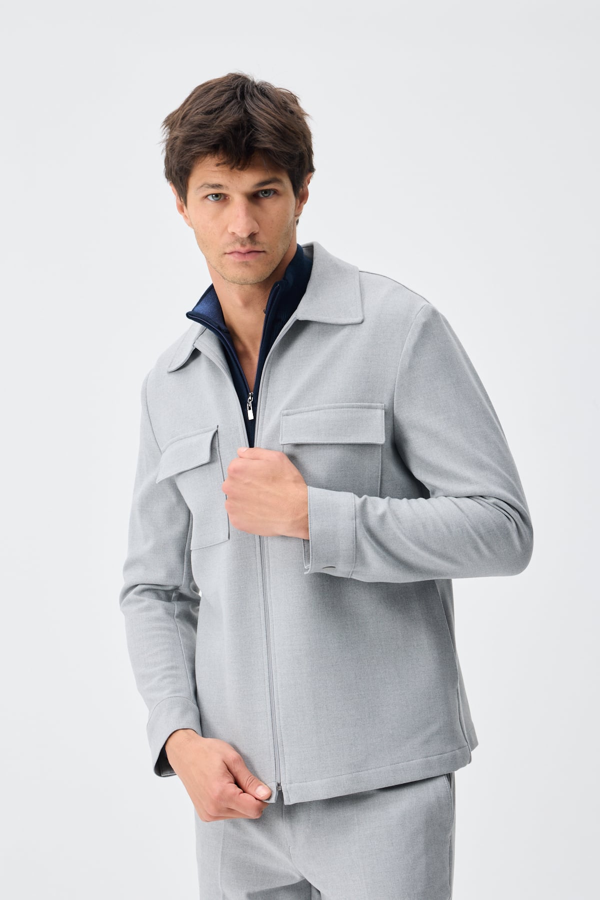Astarlı Teknik Overshirt Ceket - Gri