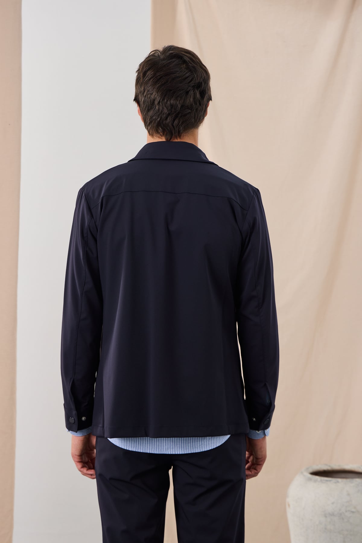 Teknik Dokulu Overshirt Ceket - Lacivert
