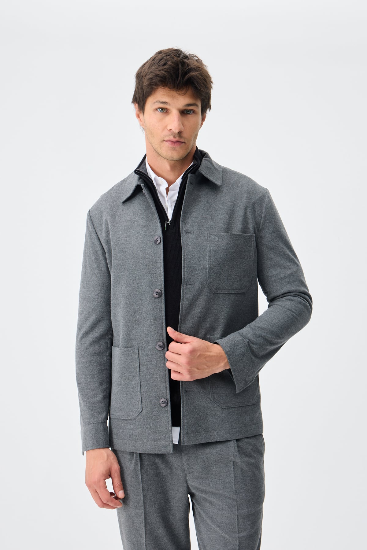 Yün Karışımlı Smart Blazer Ceket - Antrasit