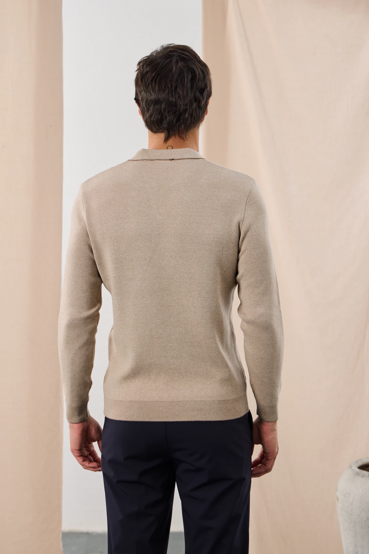 V Polo Yaka Triko - A.Vizon/Bej